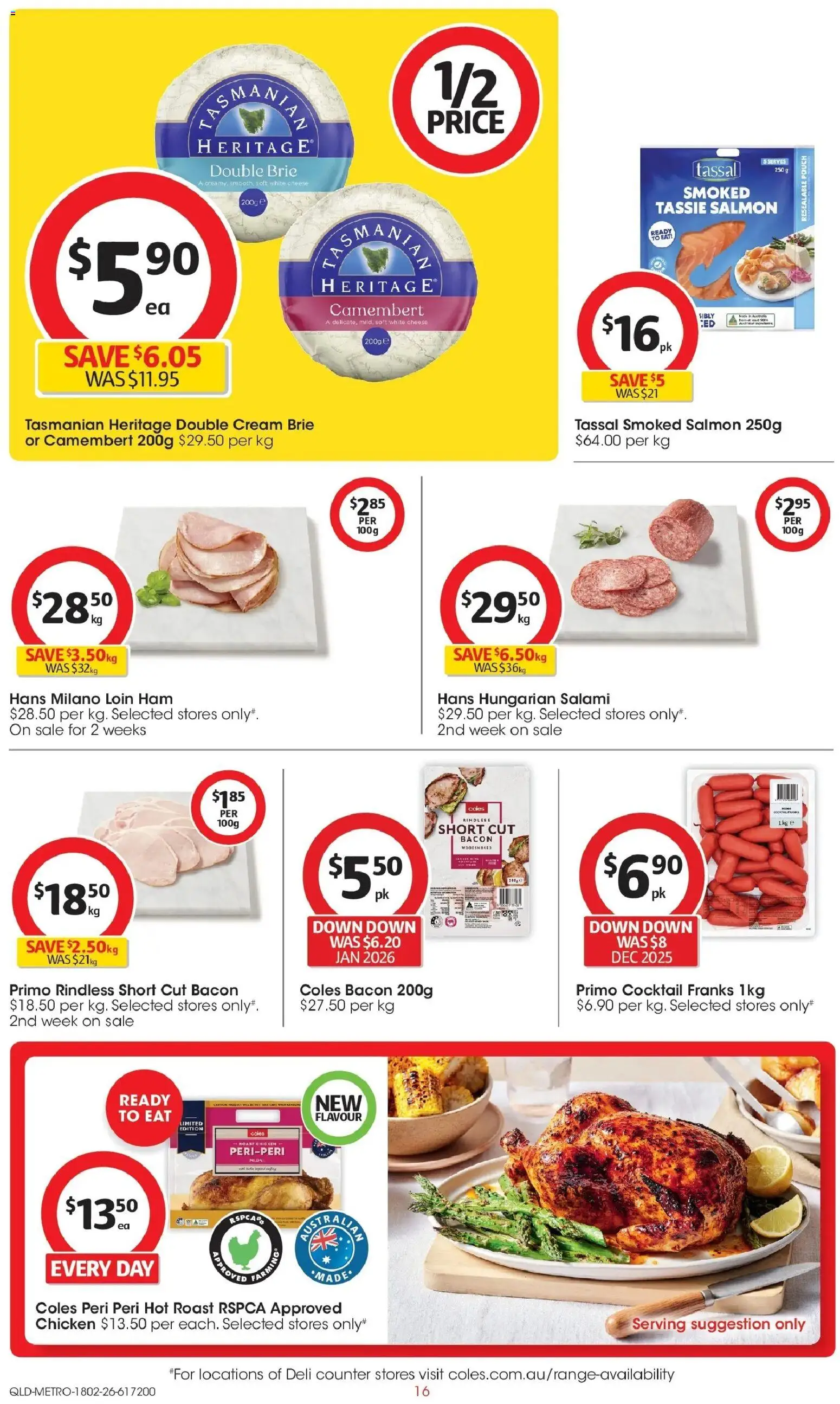 Coles catalogue - valid from 18.02.2026 | Page: 16 | Products: Bacon, Salami, Ham, Chicken