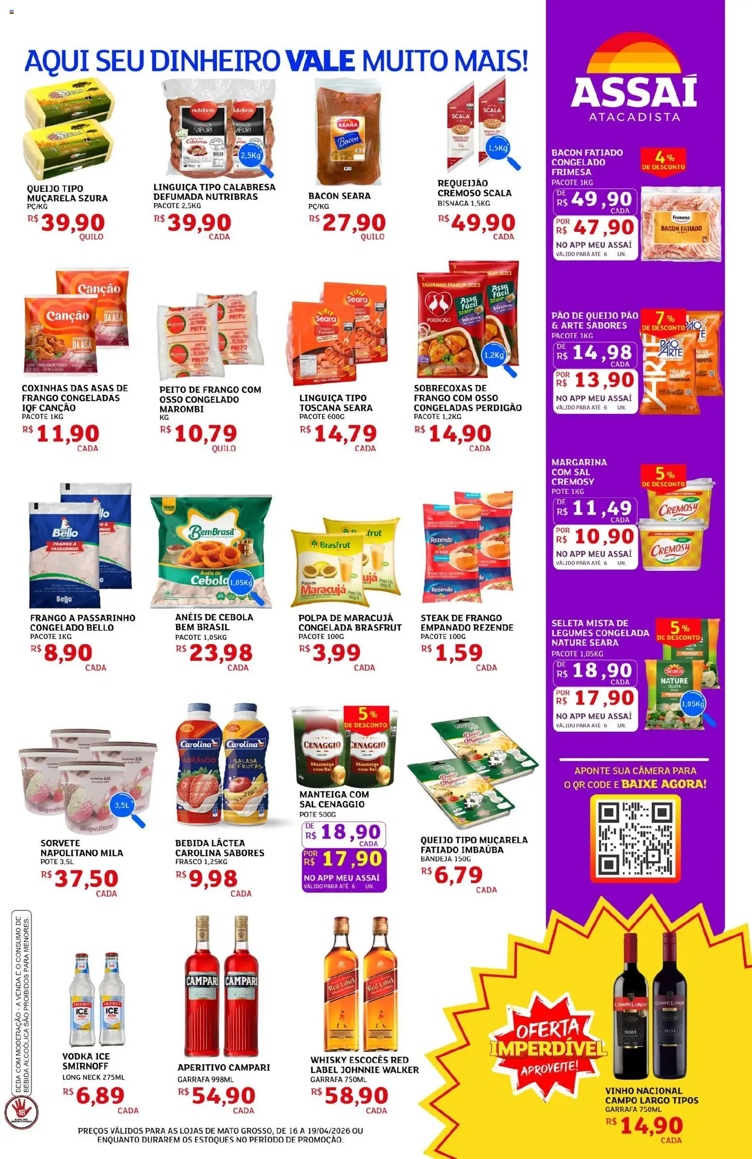 Assaí Atacadista Folheto - válido de 16.04.2026 | Página: 3 | Produtos: Cebola, Sorvete, Bandeja, Requeijão