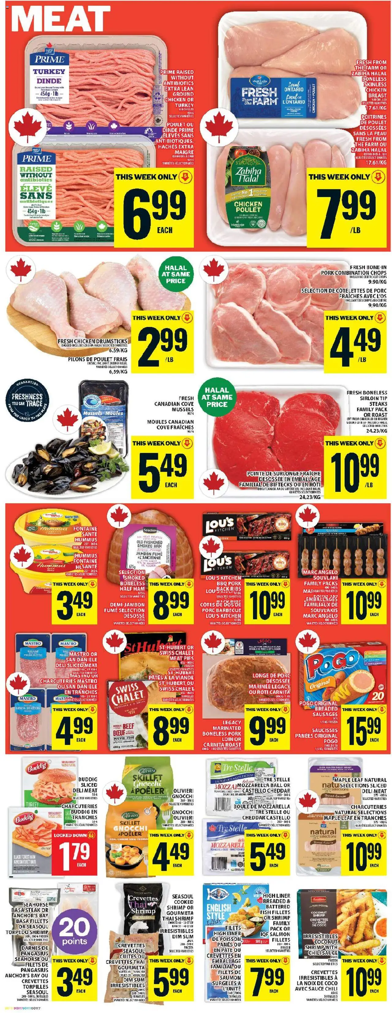 Food Basics flyer valid from 14.08.2025 | Page: 5 | Products: Fish, Turkey, Grill, Ham