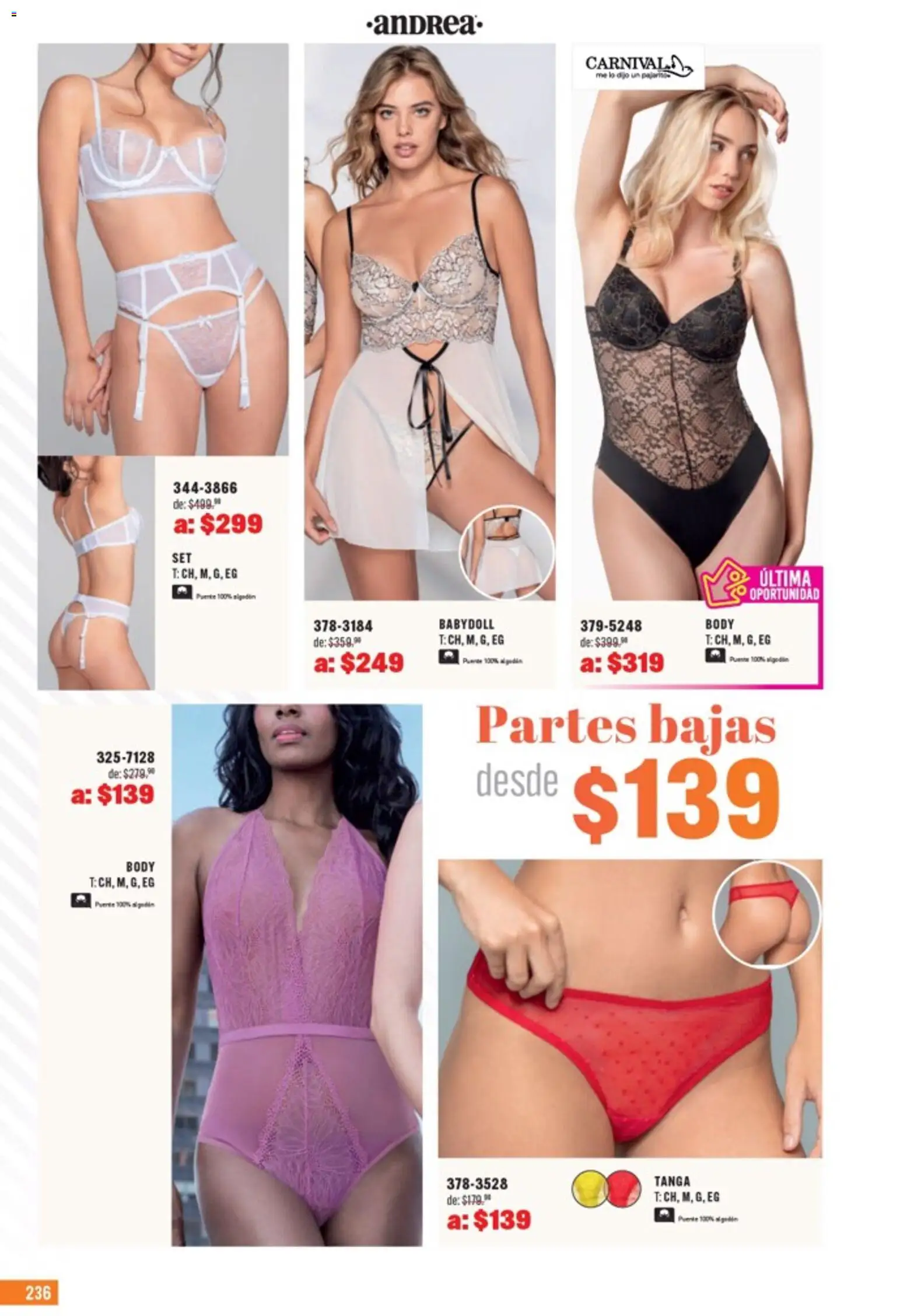 Nuevas ofertas de Andrea válidas en toda la República Mexicana desde el 05.04.2026. ¡Encuentra las mejores ofertas en Andrea catálogo Outlet! | Página: 236 | Productos: Algodón, Body