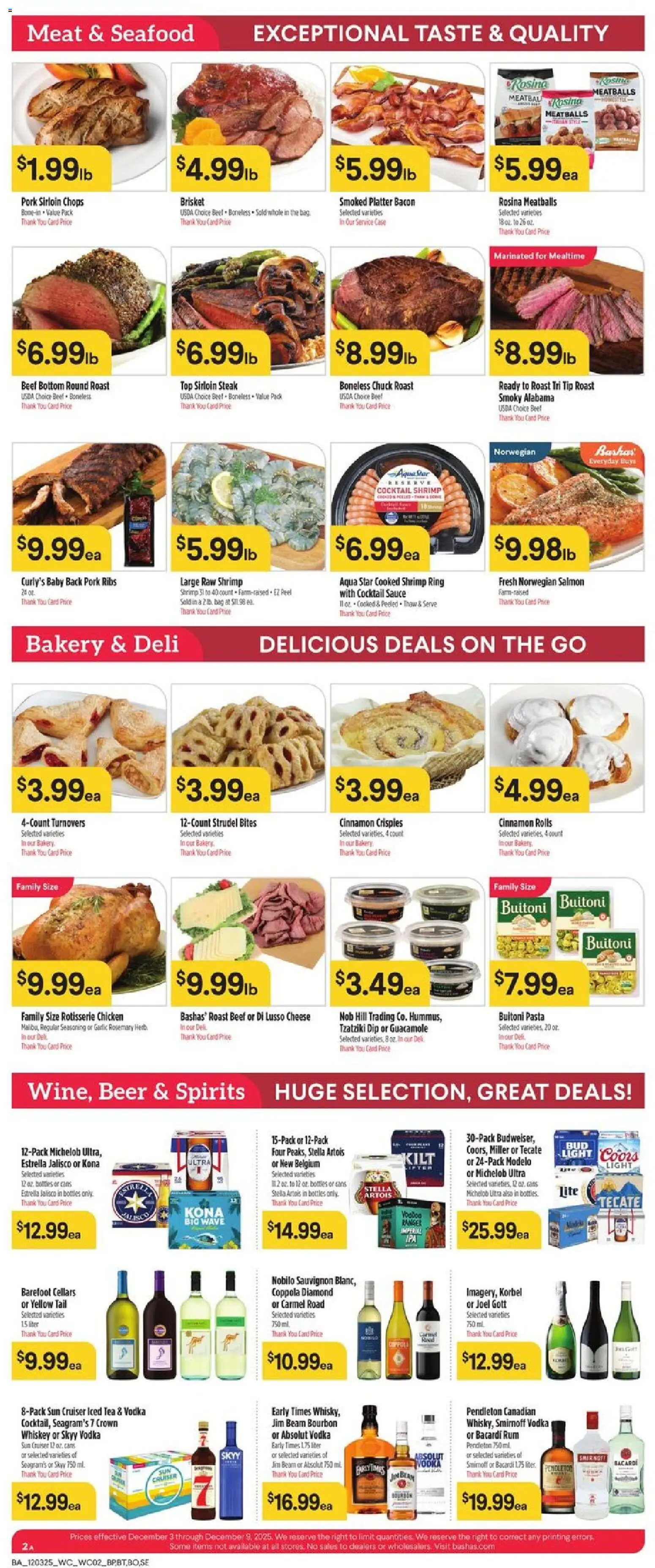 Basha's Weekly Ad - valid from 03.12.2025 | Page: 2 | Products: Beer, Beef, Pasta, Case