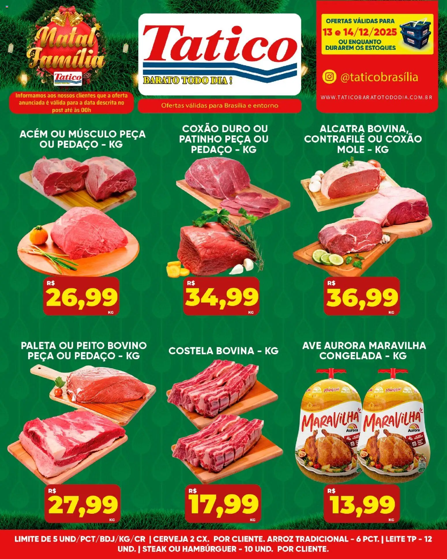 Tatico Folheto - válido de 15.12.2025 | Página: 22 | Produtos: Acém, Alcatra, Arroz, Hambúrguer