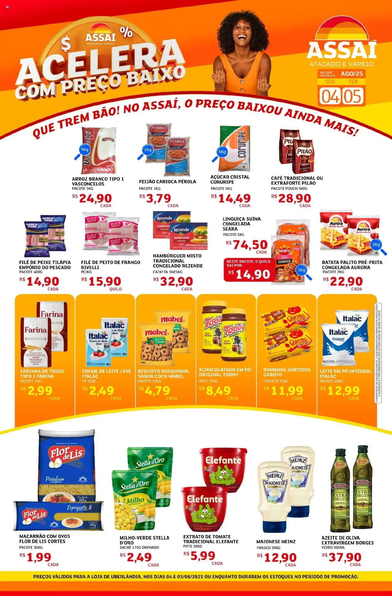 Assaí Atacadista Folheto - válido de 04.08.2025 | Página: 1 | Produtos: Feijão, Biscoito, Creme, Peito de frango