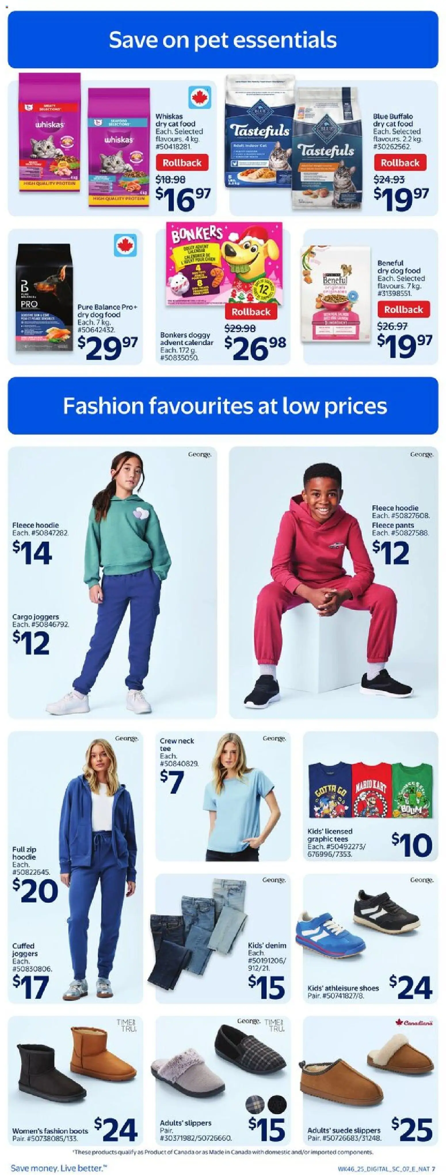 Walmart flyer valid from 11.12.2025 | Page: 10 | Products: Boots, Slippers, Shoes, Pants