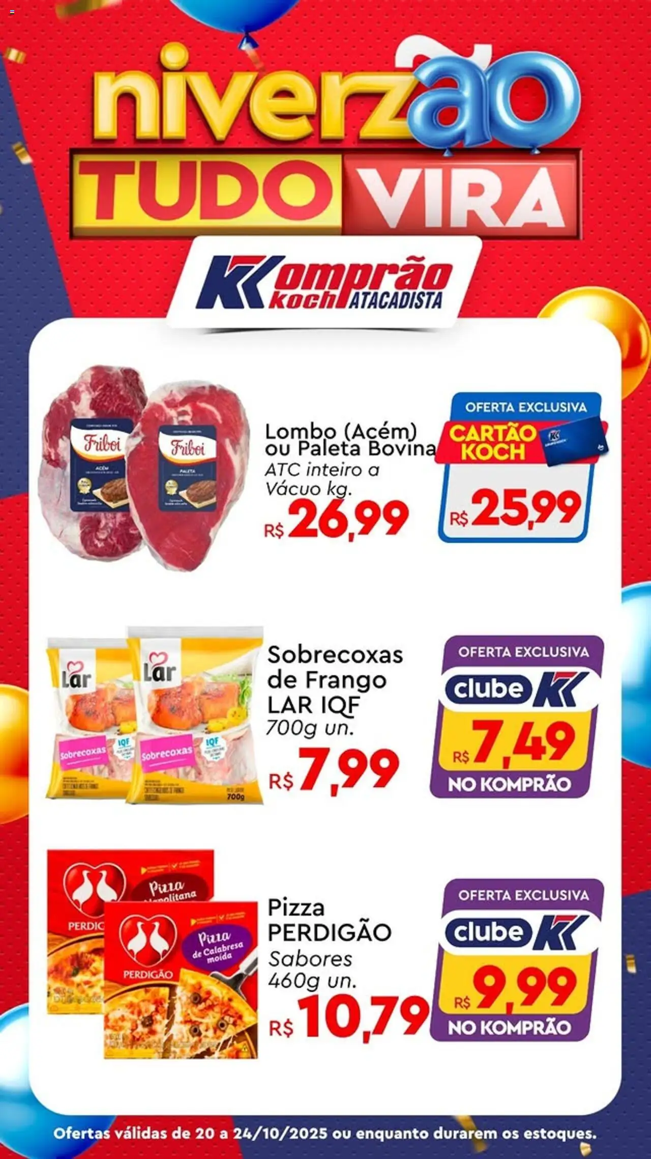 Komprao Atacadista Folheto - válido de 20.10.2025 | Página: 1 | Produtos: Acém, Lombo, Pizza, Frango