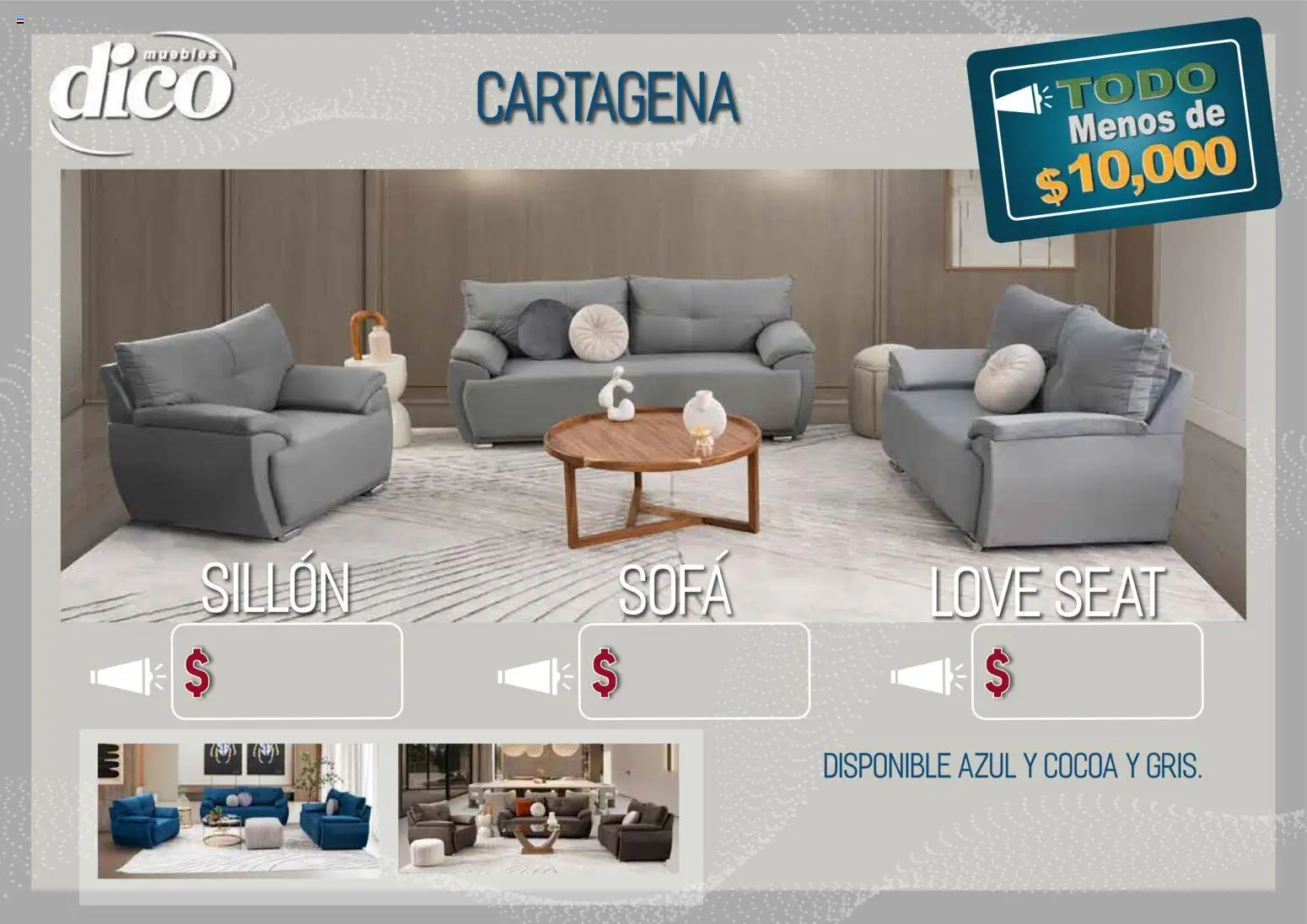 Nuevas ofertas de Muebles Dico válidas en toda la República Mexicana desde el 09.04.2026. ¡Encuentra las mejores ofertas en Muebles Dico catálogo Todo menos de 10000 Pacifico! | Página: 39 | Productos: Sofá, Sillón