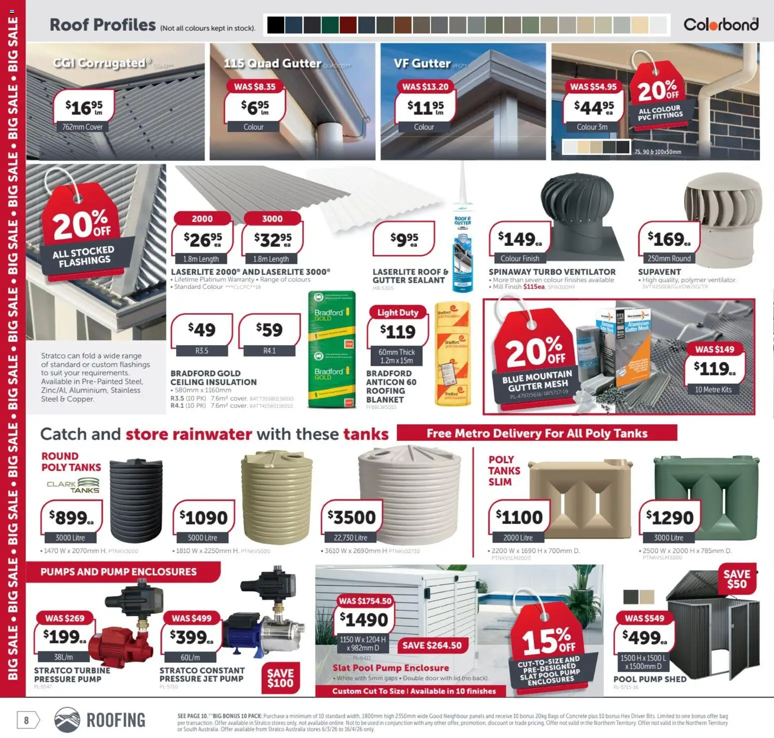 Stratco catalogue - valid from 06.03.2026 | Page: 8 | Products: Light, Pumps, Shed, Bag