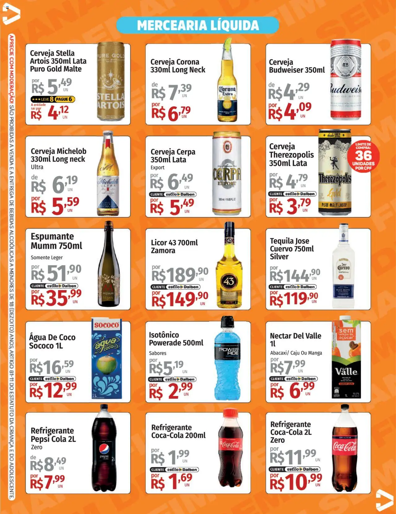 Supermercado Dalben Folheto - válido de 10.10.2025 | Página: 3 | Produtos: Coco, Licor 43, Cerveja, Refrigerante