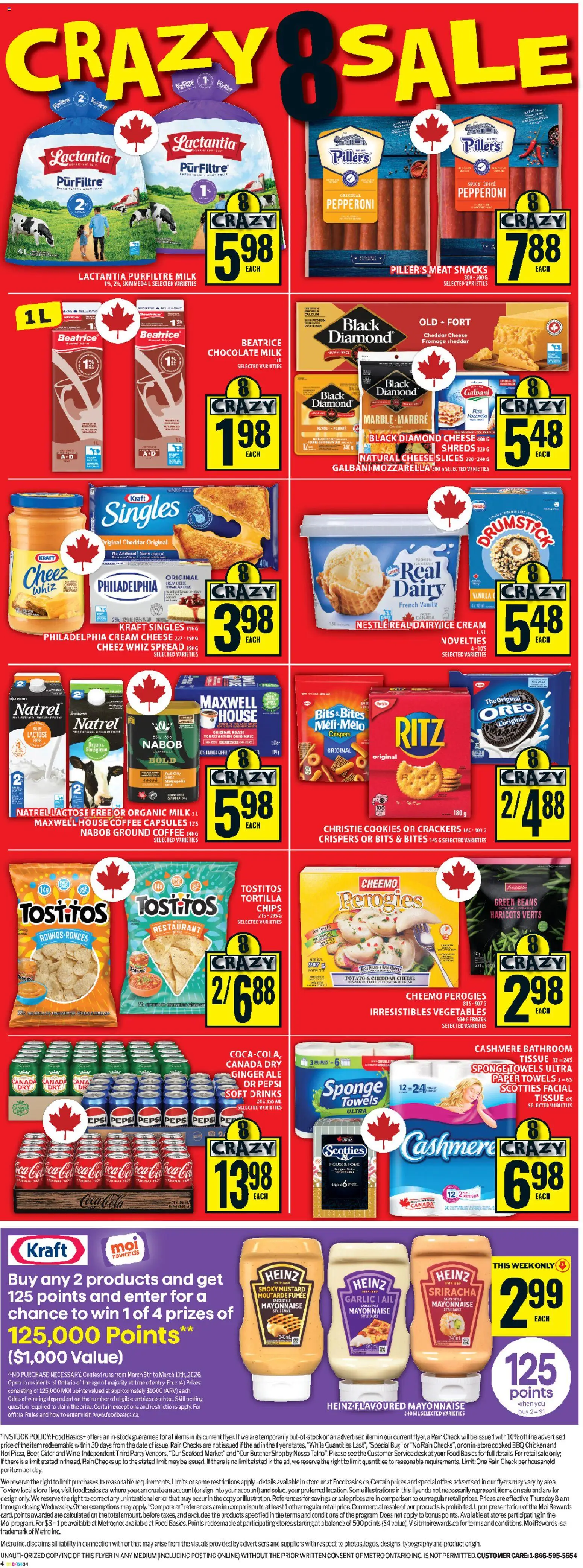 Food Basics flyer valid from 05.03.2026 | Page: 3 | Products: Chips, Cream, Sponge, Wine
