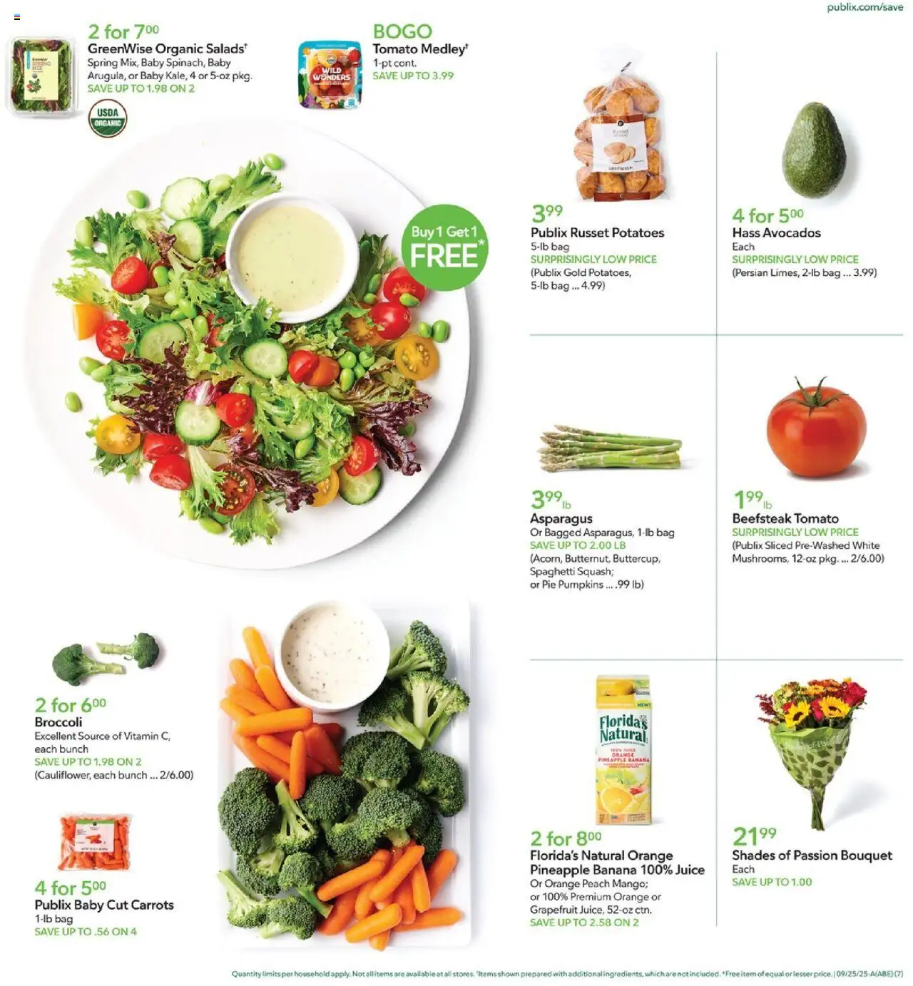 Publix Weekly Ad - valid from 24.09.2025 | Page: 7 | Products: Vitamin, Asparagus, Juice, Bag