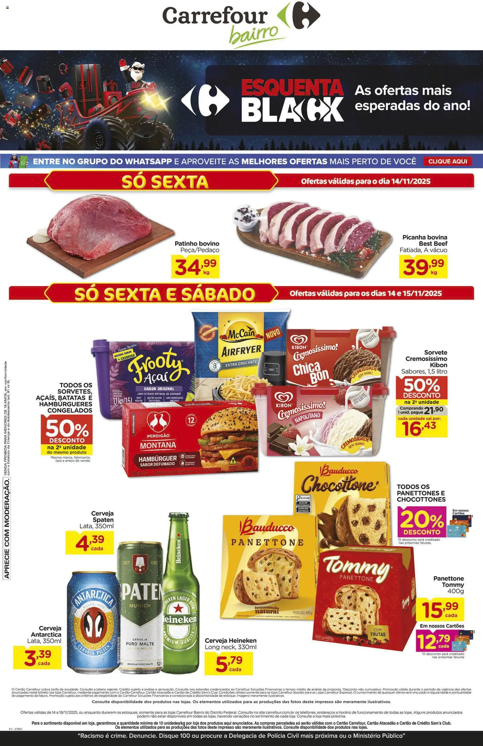 Carrefour Bairro Folheto - válido de 14.11.2025 | Página: 1 | Produtos: Picanha, Leite, Cerveja, Açúcar