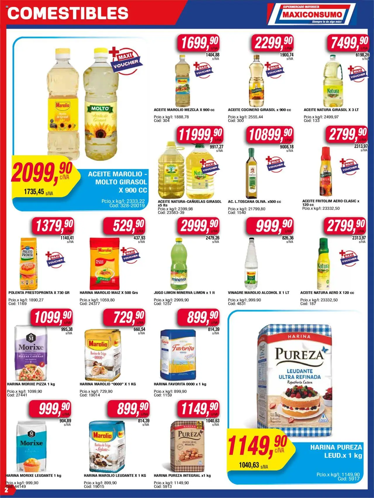 Maxiconsumo ofertas │ válido desde el 11.08.2025 | Página: 2 | Productos: Harina, Polenta, Pizza, Cava