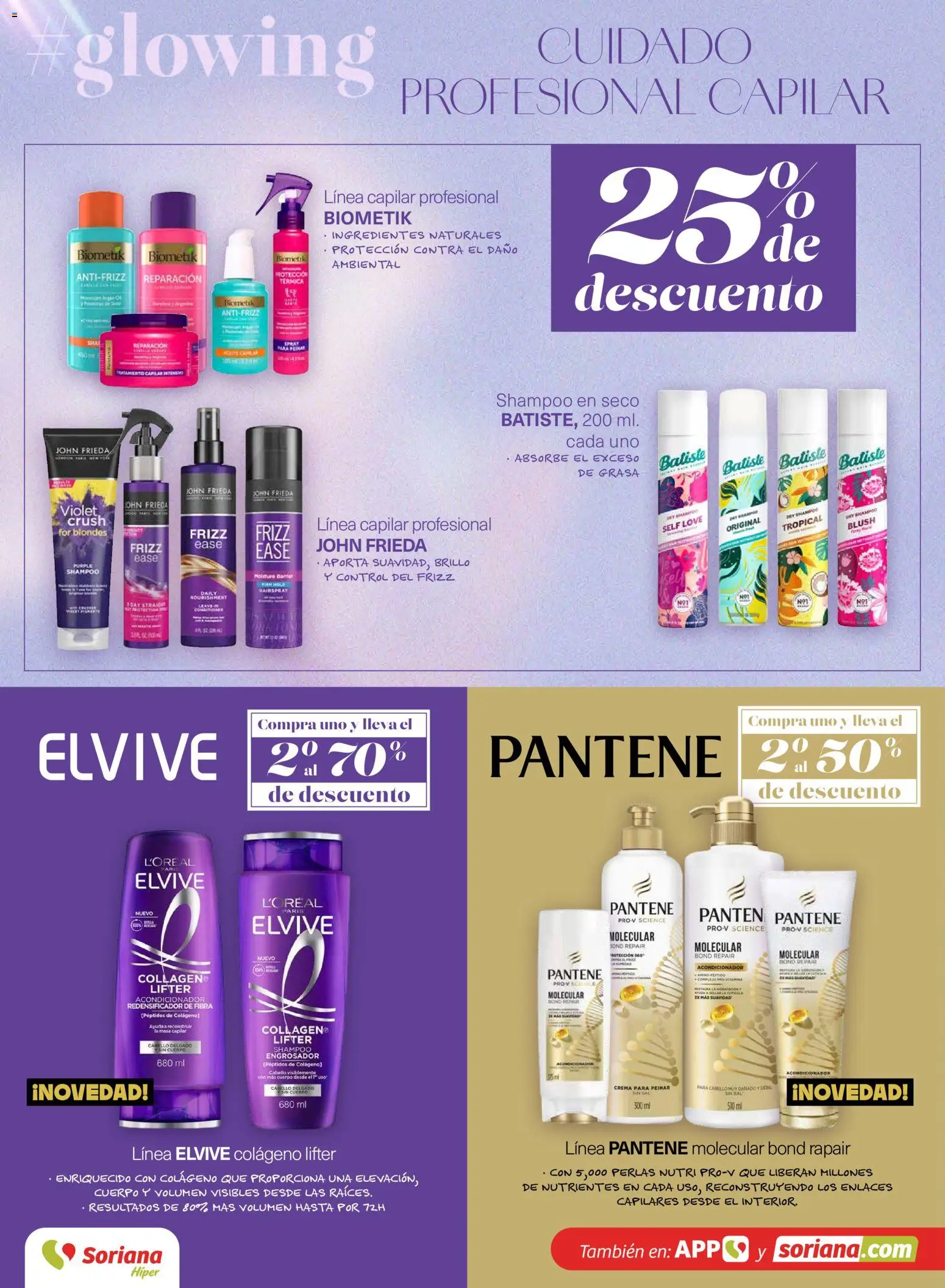 Nuevas ofertas de Soriana válidas en toda la República Mexicana desde el 12.03.2026. ¡Encuentra las mejores ofertas en Soriana - Glowing Descubre tu belleza Híper Nacional! | Página: 19 | Productos: Sal, Crema, Brillo, Acondicionador