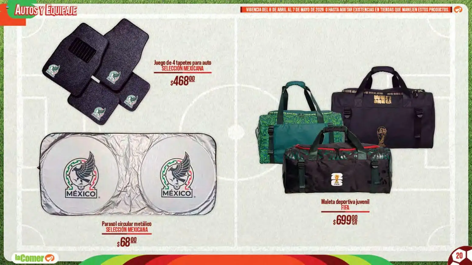 Nuevas ofertas de La Comer válidas en toda la República Mexicana desde el 08.04.2026. ¡Encuentra las mejores ofertas en La Comer folleto Patrocinador oficial del jugador No.12! | Página: 20 | Productos: Maleta, Juego