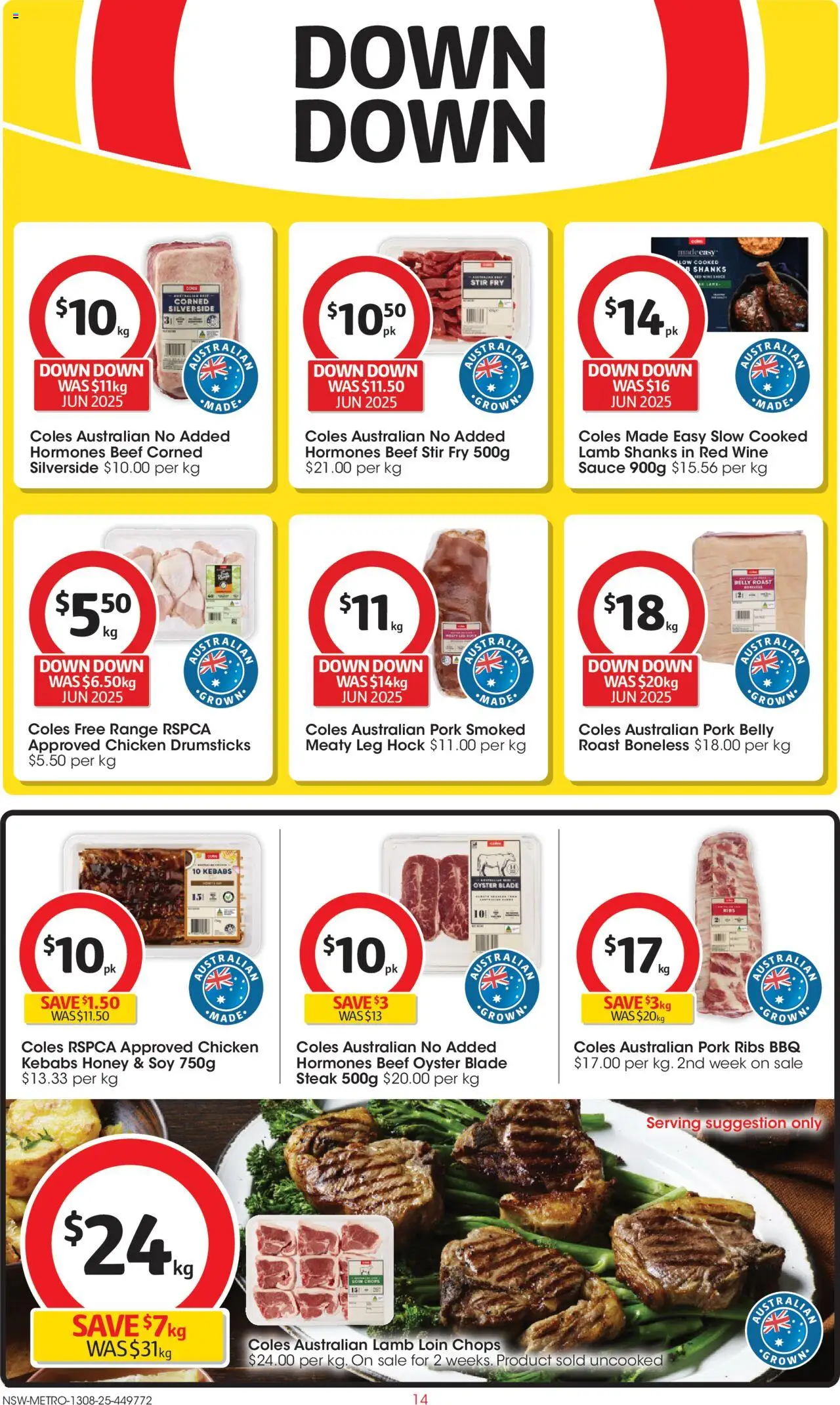 Coles catalogue - valid from 13.08.2025 | Page: 14 | Products: Wine, Honey, Chicken, Steak