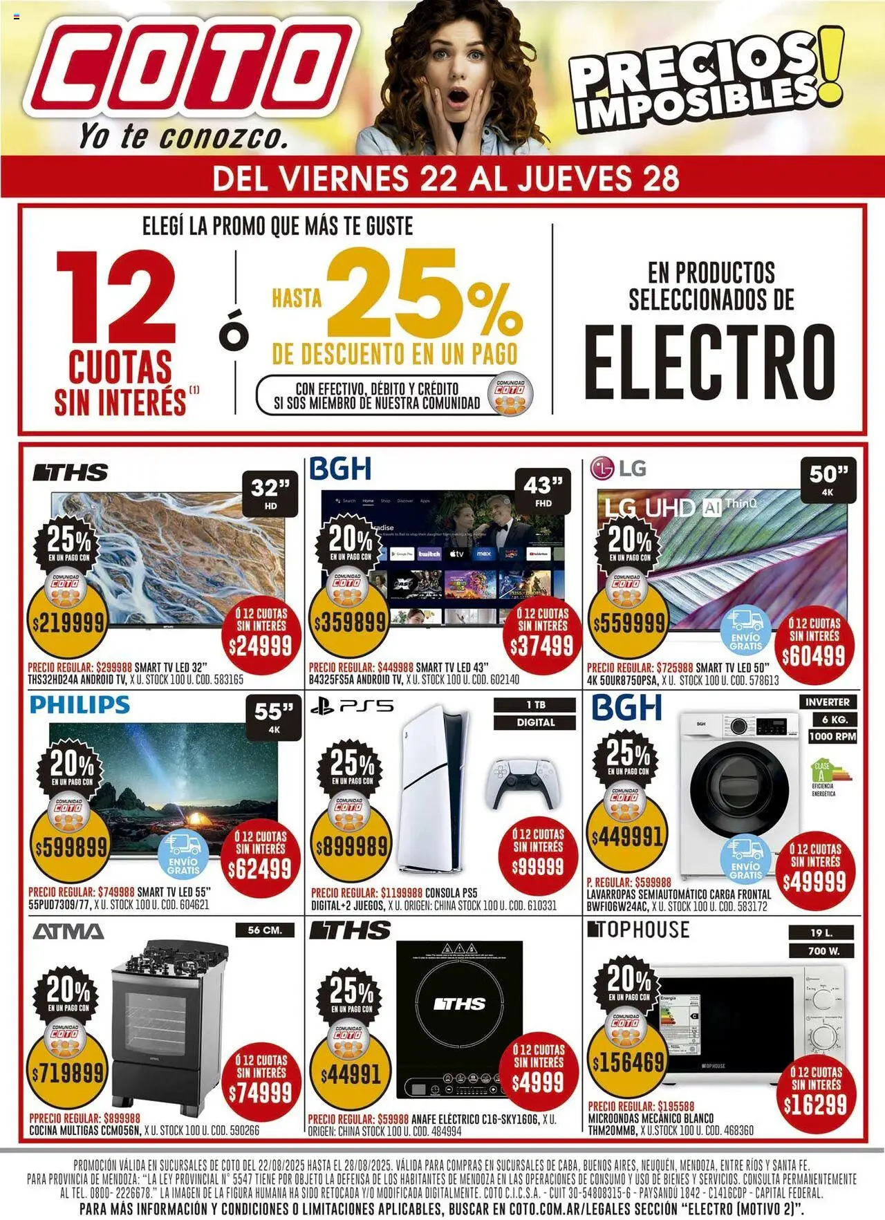 Coto ofertas electro │ válido desde el 22.08.2025 | Página: 2 | Productos: Cocina, Lavarropas, Microondas, Té