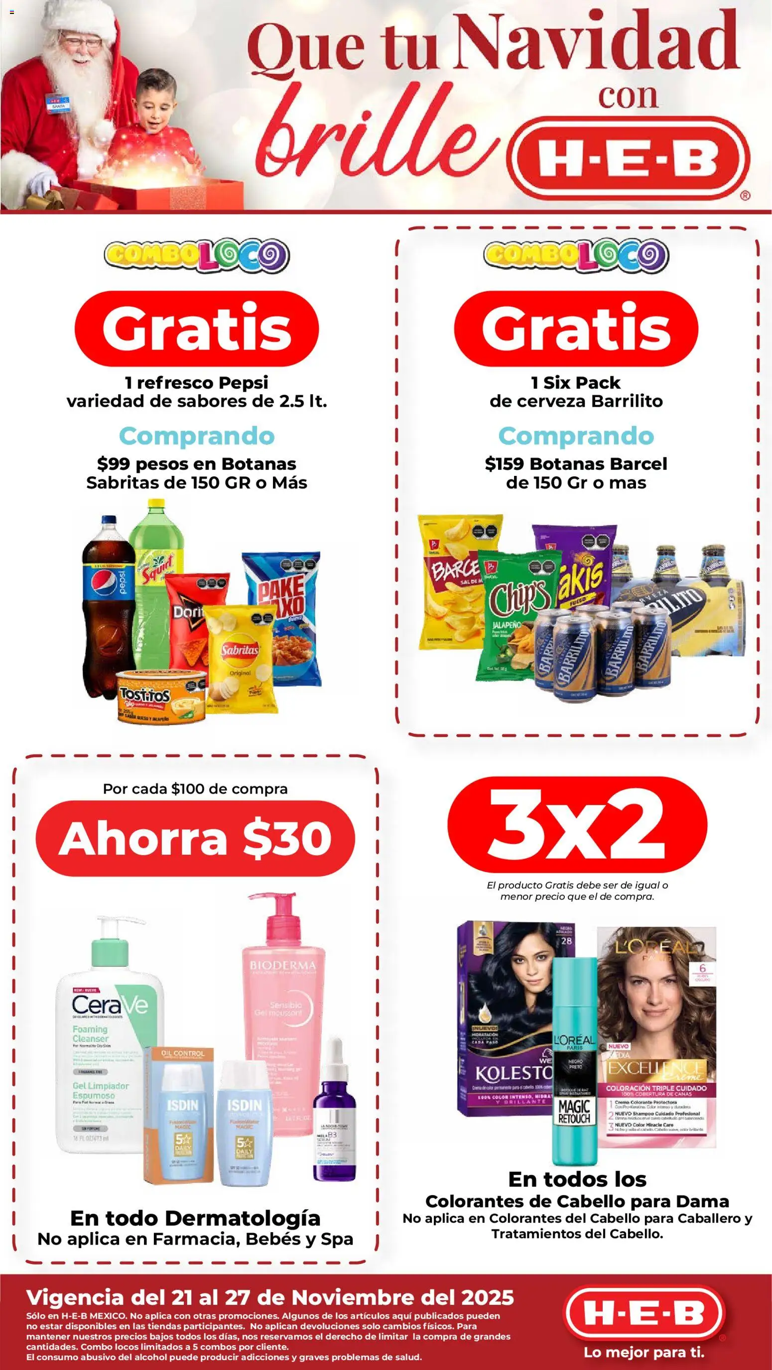 Nuevas ofertas de H-E-B válidas en toda la República Mexicana desde el 21.11.2025. ¡Encuentra las mejores ofertas en H-E-B folleto! | Página: 1 | Productos: Refresco, Sal, Crema, Limpiador