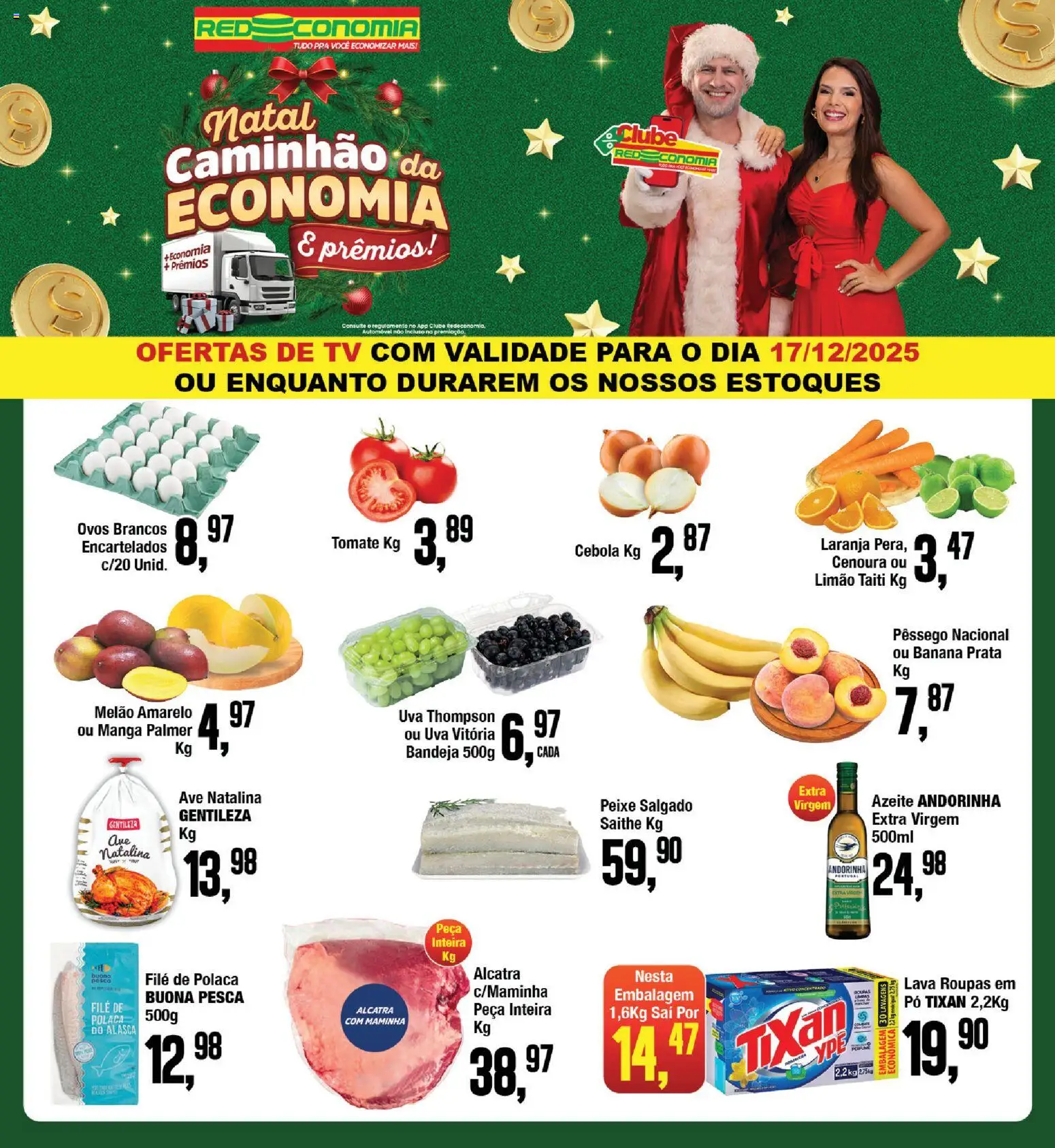 RedEconomia Folheto - válido de 16.12.2025 | Página: 1 | Produtos: Melão, Maminha, Tv, Peixe