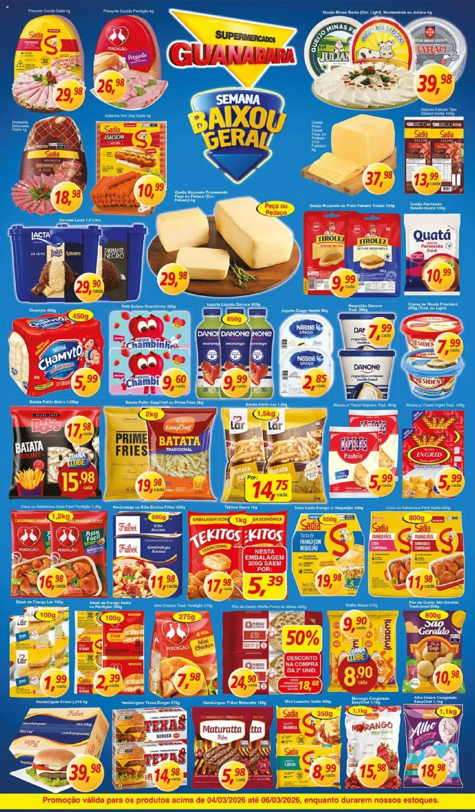 Supermercados Guanabara Folheto - válido de 04.03.2026 | Página: 4 | Produtos: Salsicha, Ricota, Creme, Queijo parmesão