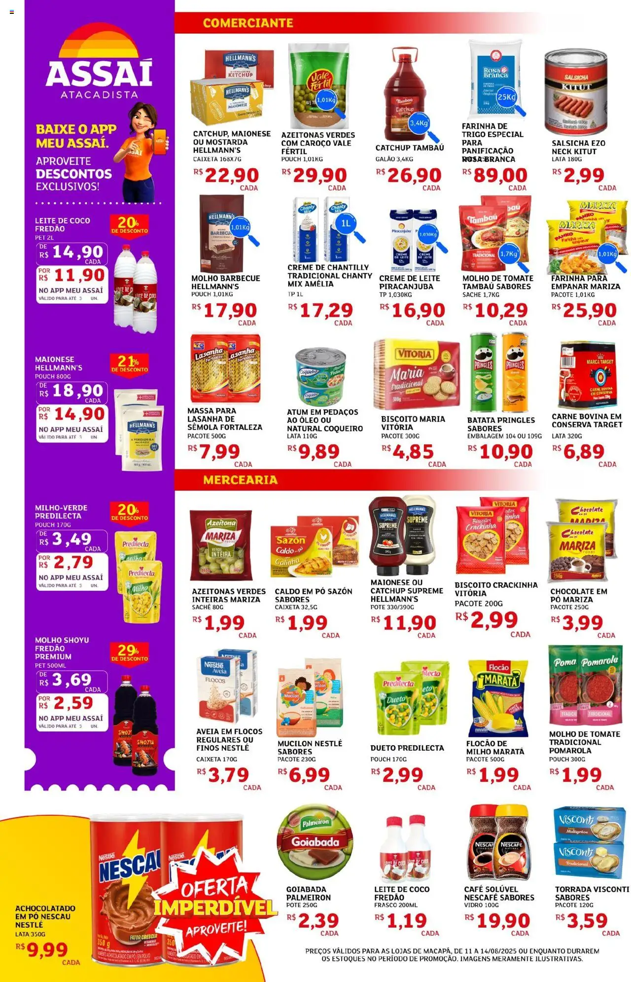 Assaí Atacadista Folheto - válido de 11.08.2025 | Página: 2 | Produtos: Salsicha, Mucilon, Maionese, Goiabada