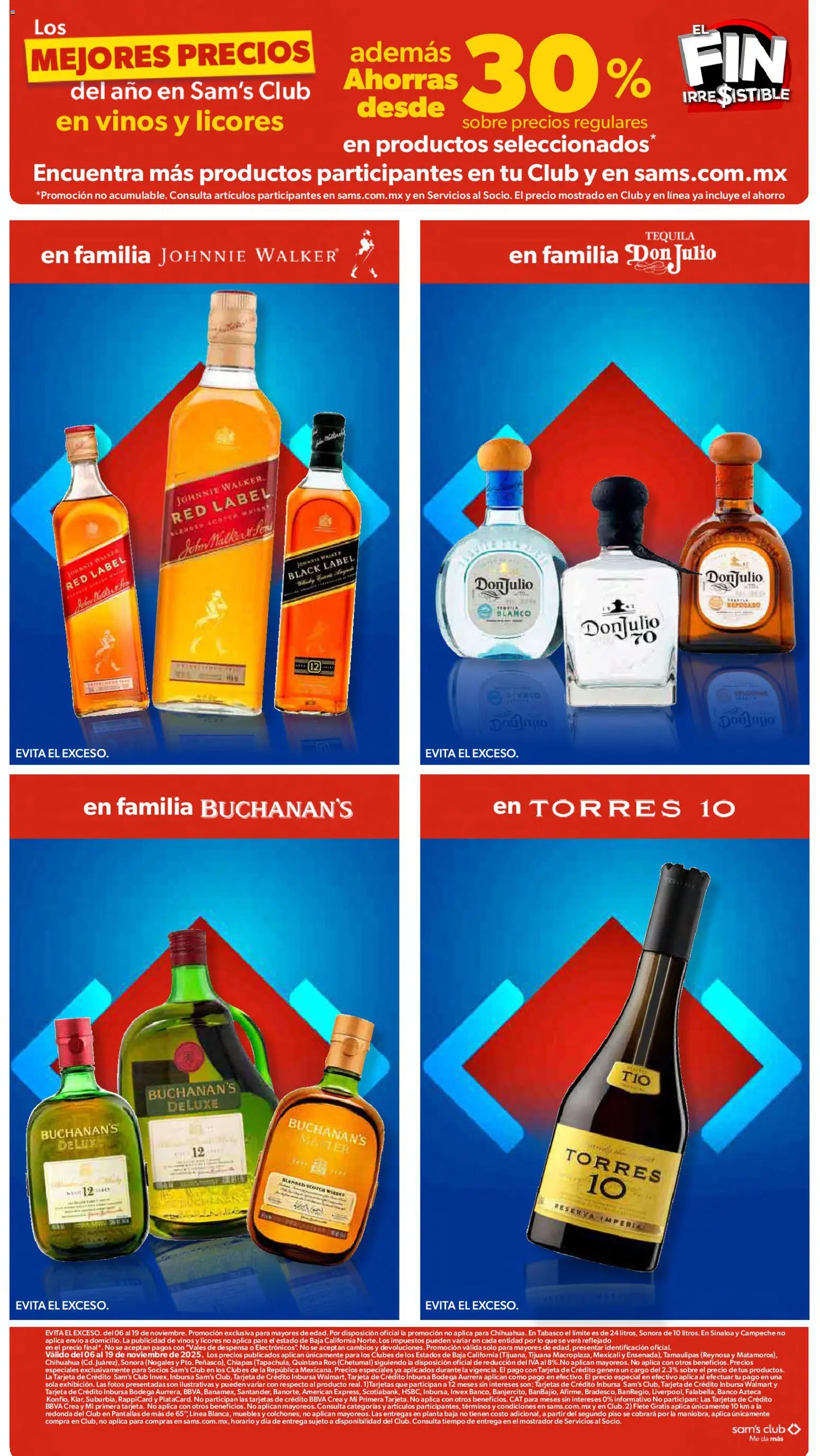 Nuevas ofertas de Sam's Club válidas en toda la República Mexicana desde el 13.11.2025. ¡Encuentra las mejores ofertas en Sam's Club Buen Fin ! | Página: 30 | Productos: Tequila, Despensa, Whisky, Sobre