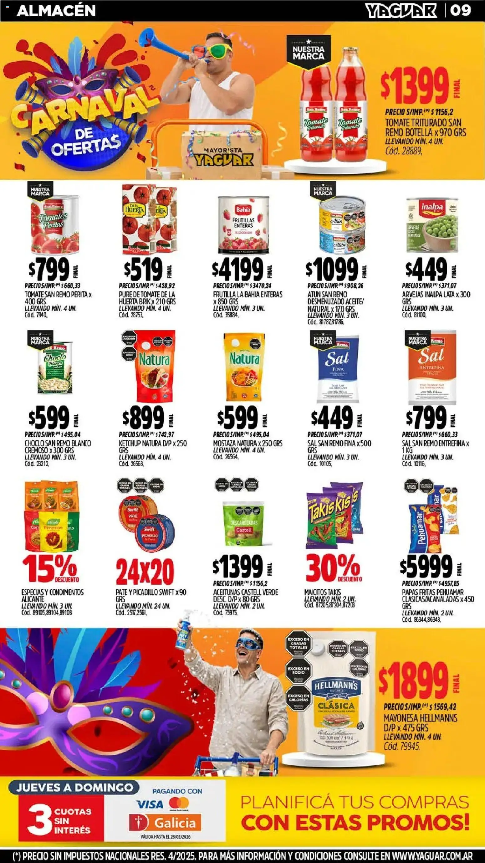 Yaguar - Oferta Semanal San Juan │ válido desde el 16.02.2026 | Página: 8 | Productos: Choclo, Frutilla, Aceitunas, Paté