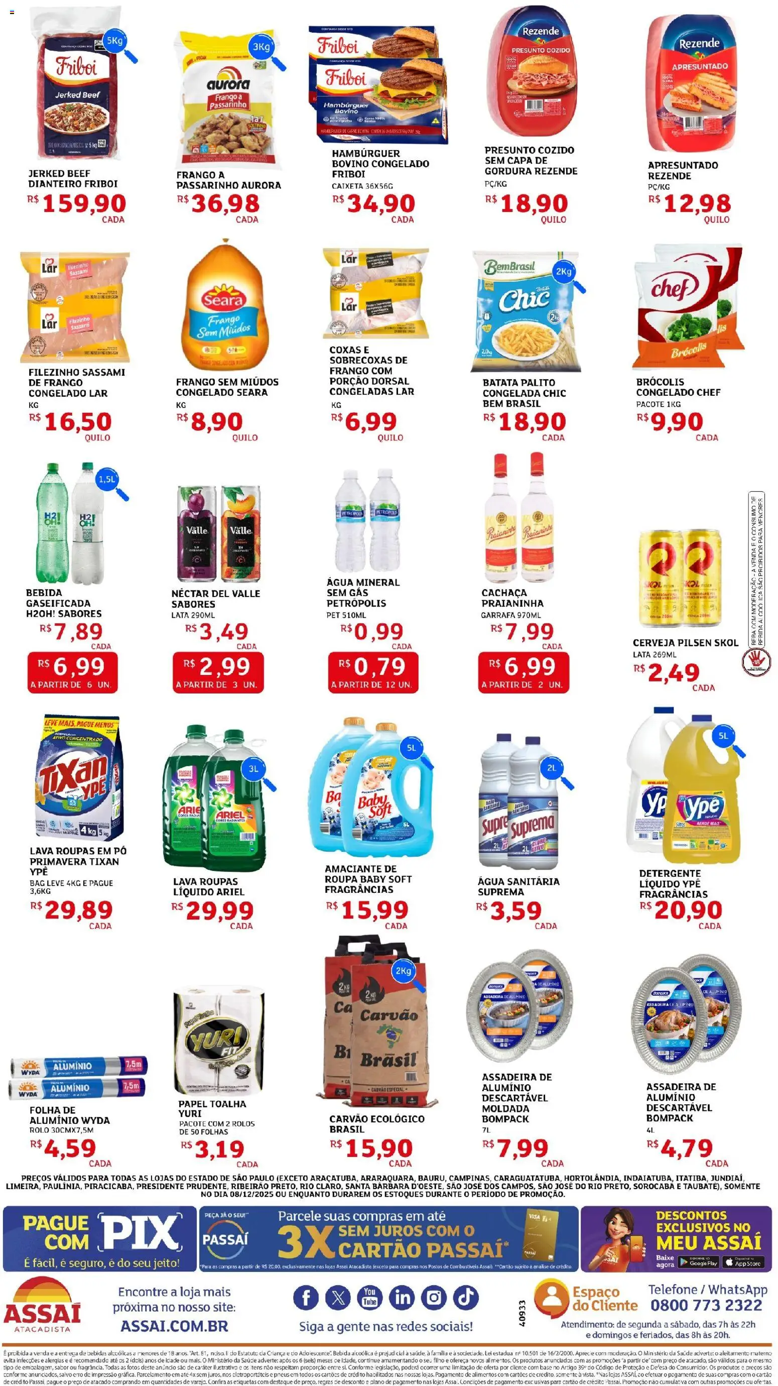 Assaí Atacadista Folheto - válido de 08.12.2025 | Página: 2 | Produtos: Pneus, Telefone, Frango, Água sanitária