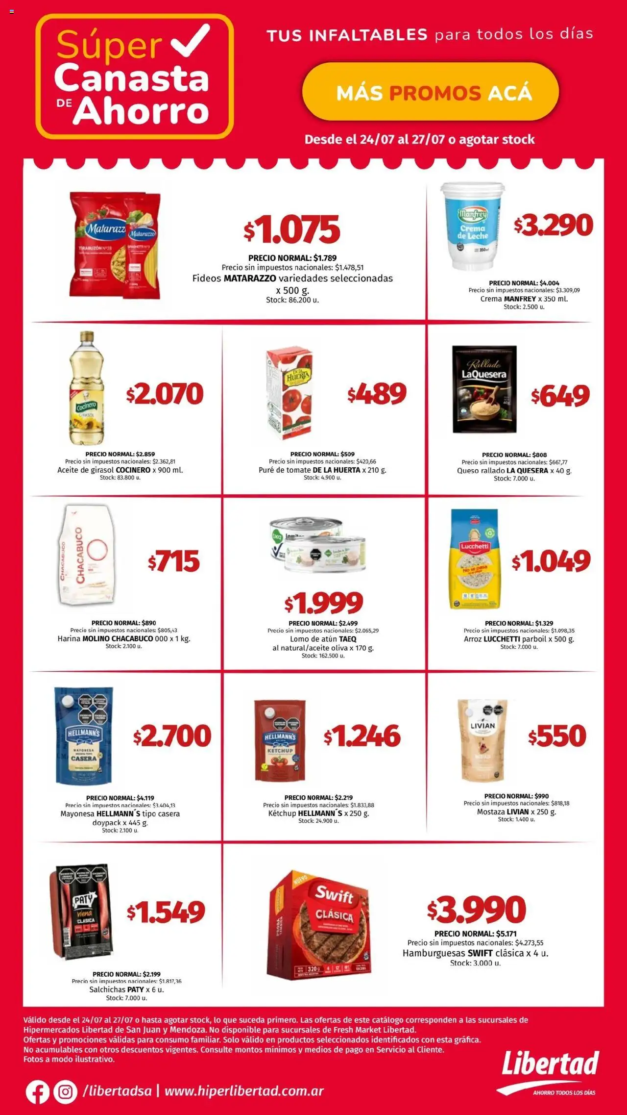 Hipermercado Libertad - Canasta - CUYO │ válido desde el 24.07.2025 | Página: 1 | Productos: Ketchup, Leche, Queso, Canasta