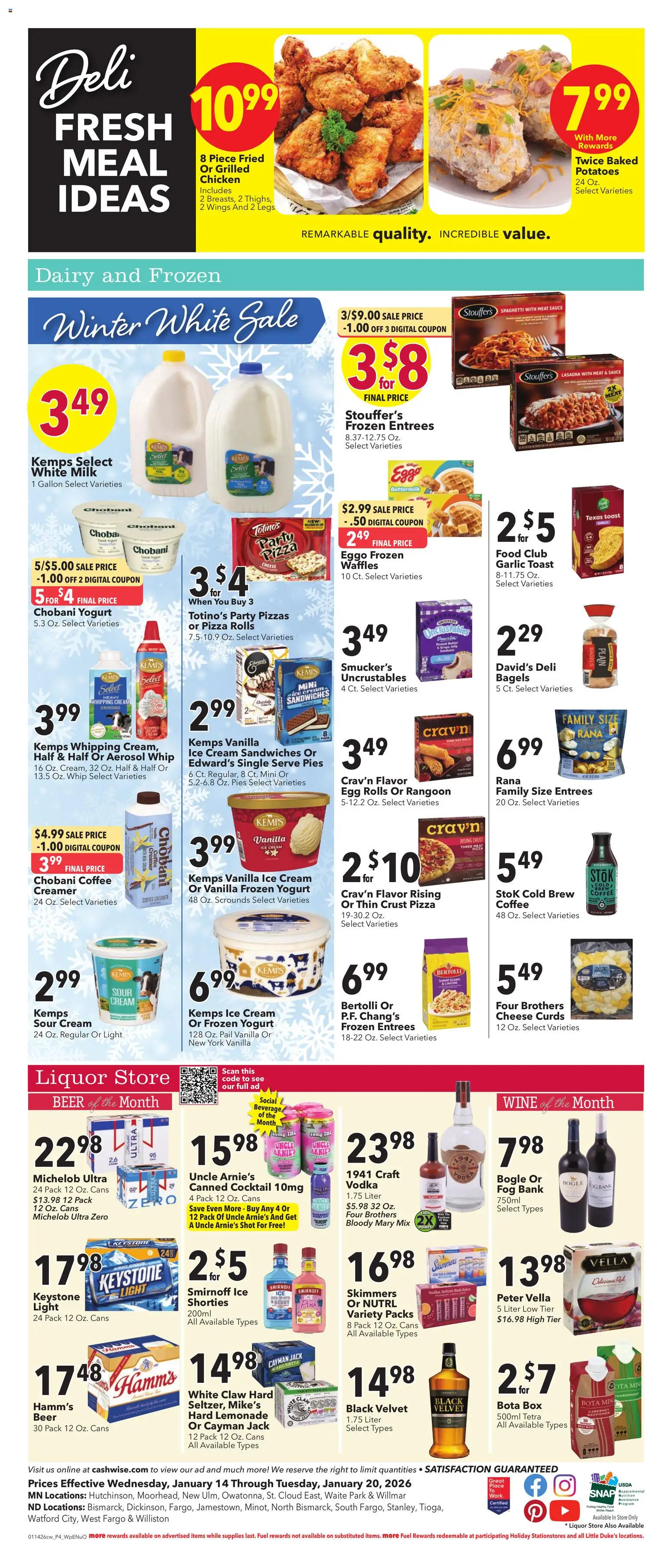 Cash Wise Weekly Ad - valid from 14.01.2026 | Page: 4 | Products: Coffee, Wine, Vodka, Potatoes