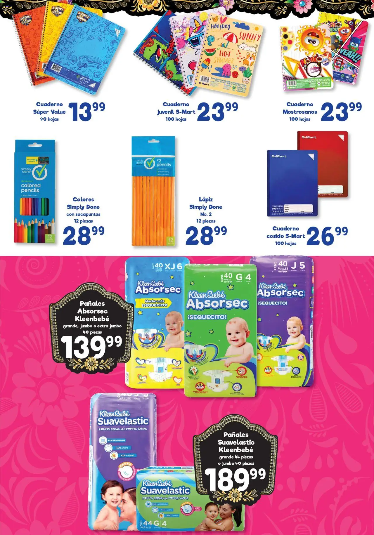 Nuevas ofertas de S-Mart válidas en toda la República Mexicana desde el 19.08.2025. ¡Encuentra las mejores ofertas en S-Mart - Folleto de Feria - Juarez! | Página: 5 | Productos: Sacapuntas, Cuaderno, Notebook, Pañales