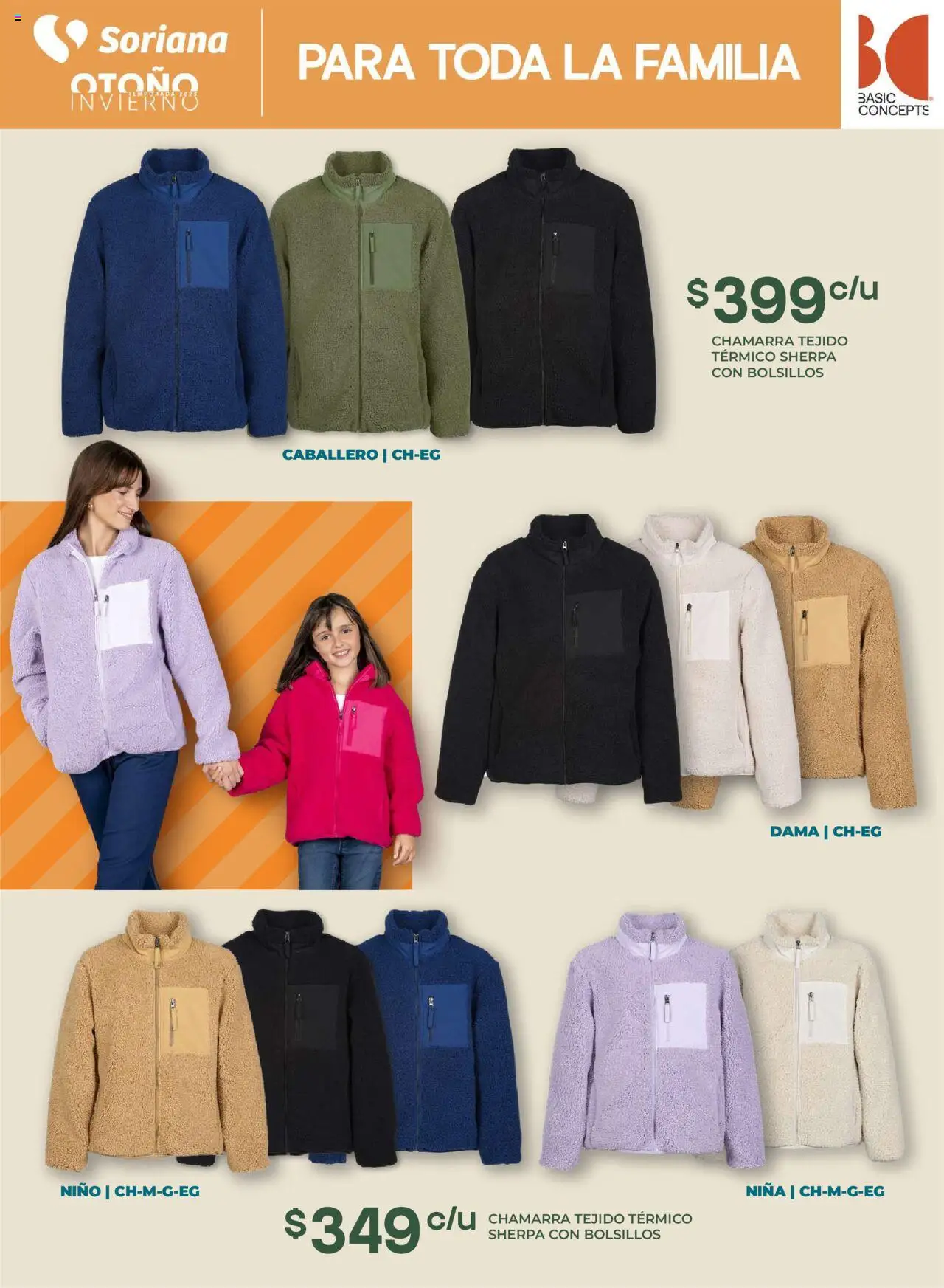 Nuevas ofertas de Soriana válidas en toda la República Mexicana desde el 25.09.2025. ¡Encuentra las mejores ofertas en Soriana - Catálogo Híper Otoño Invierno 2025! | Página: 4 | Productos: Chamarra