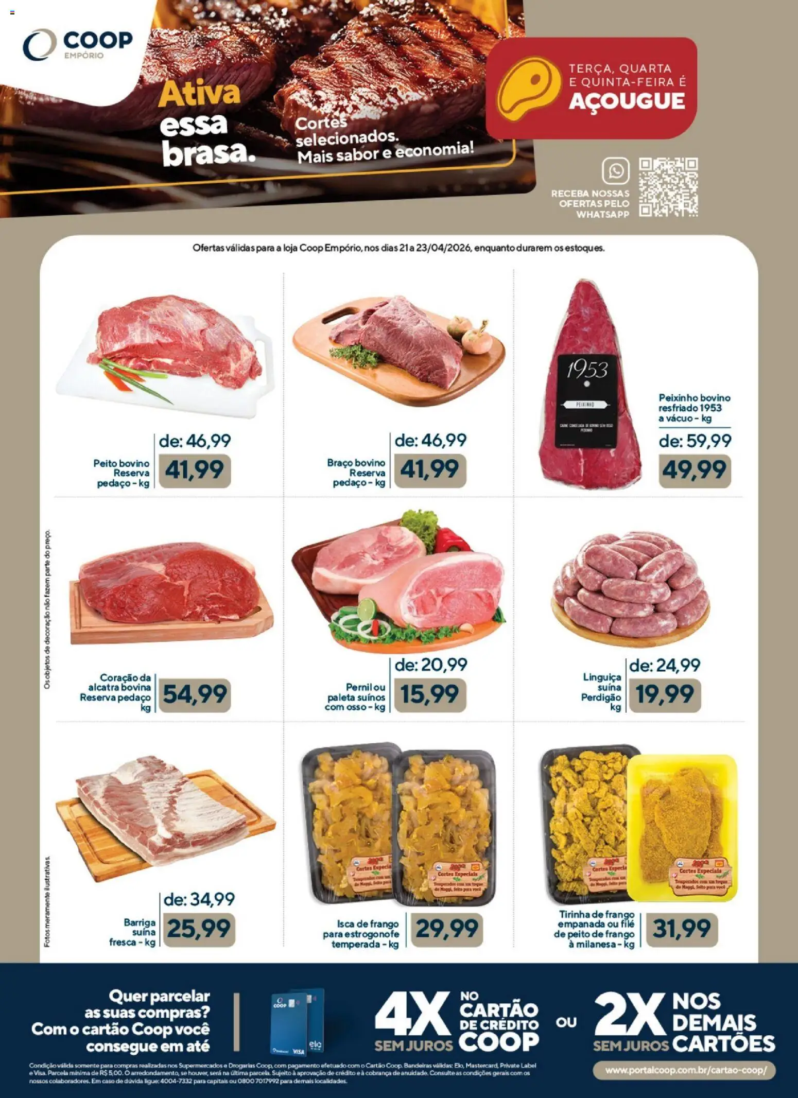 Coop Folheto - válido de 21.04.2026 | Página: 2 | Produtos: Linguiça, Alcatra, Frango, Peito de frango