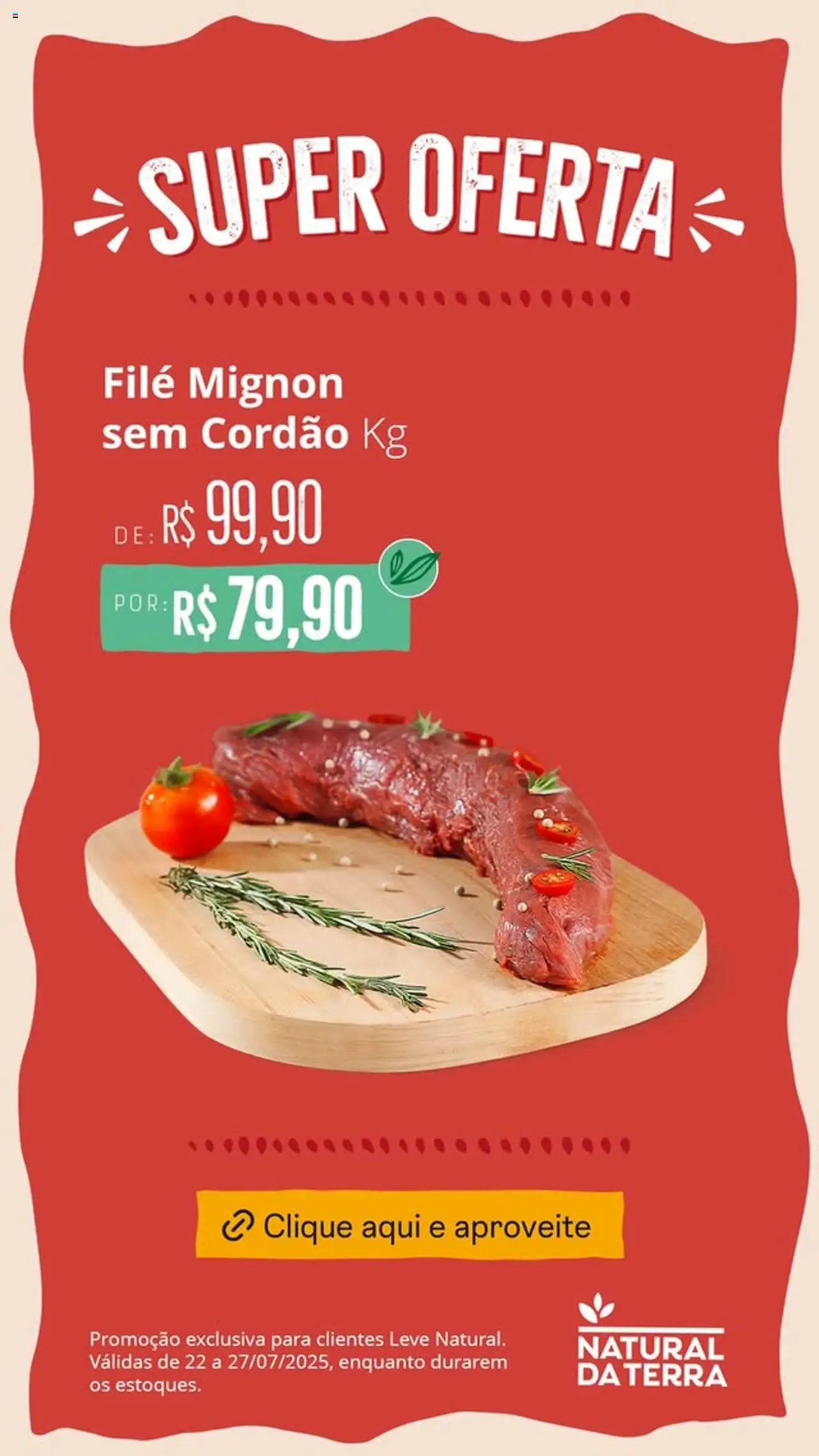 Natural da Terra Folheto - válido de 22.07.2025 | Página: 1 | Produtos: Filé mignon