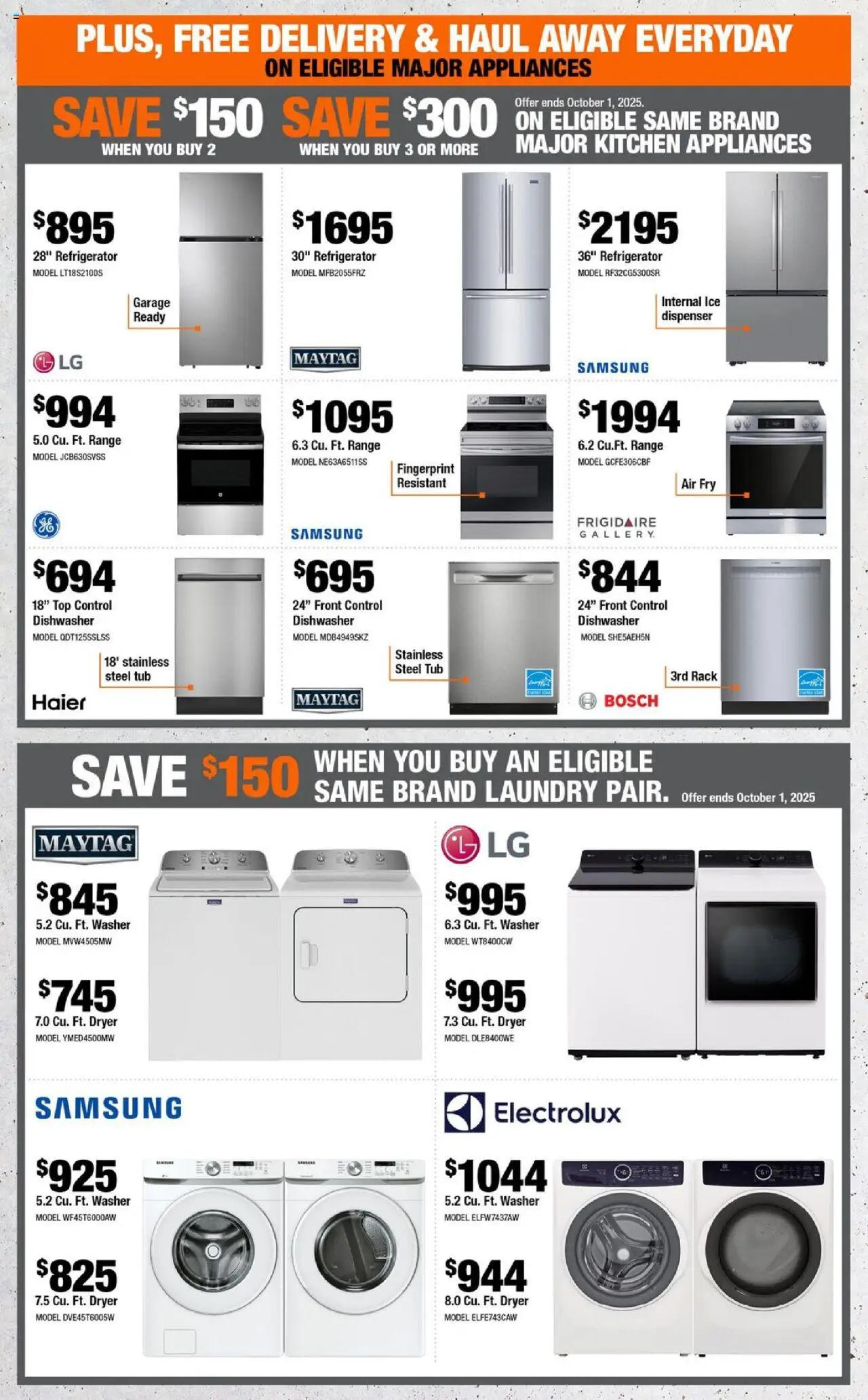 Home Depot flyer valid from 11.09.2025 | Page: 8 | Products: Refrigerator, Dryer, Dishwasher
