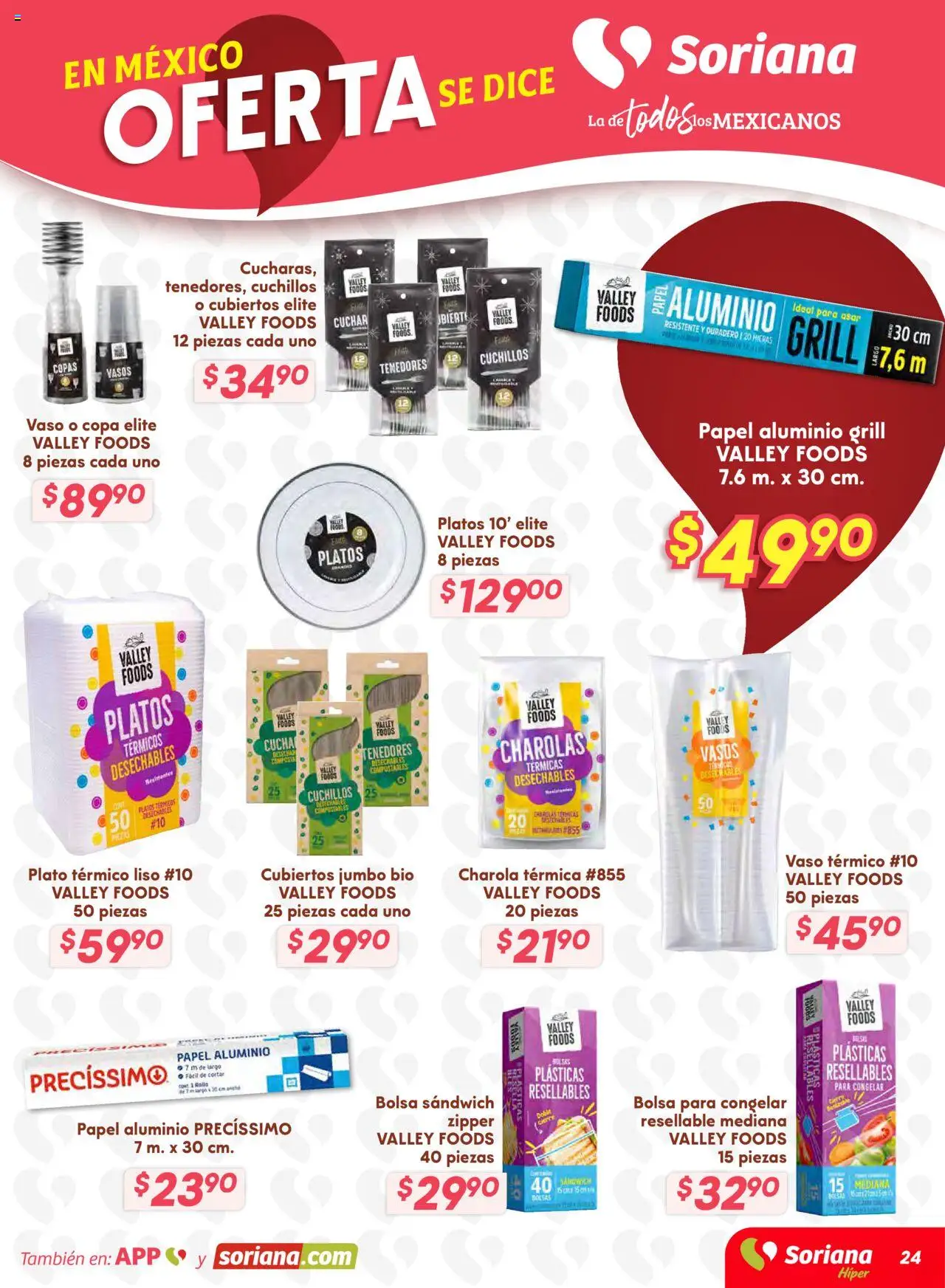 Nuevas ofertas de Soriana válidas en toda la República Mexicana desde el 16.10.2025. ¡Encuentra las mejores ofertas en Soriana - Preciazazaso Híper: BCS, Jal, Nay, Sin, Son! | Página: 24 | Productos: Bolsa, Vasos