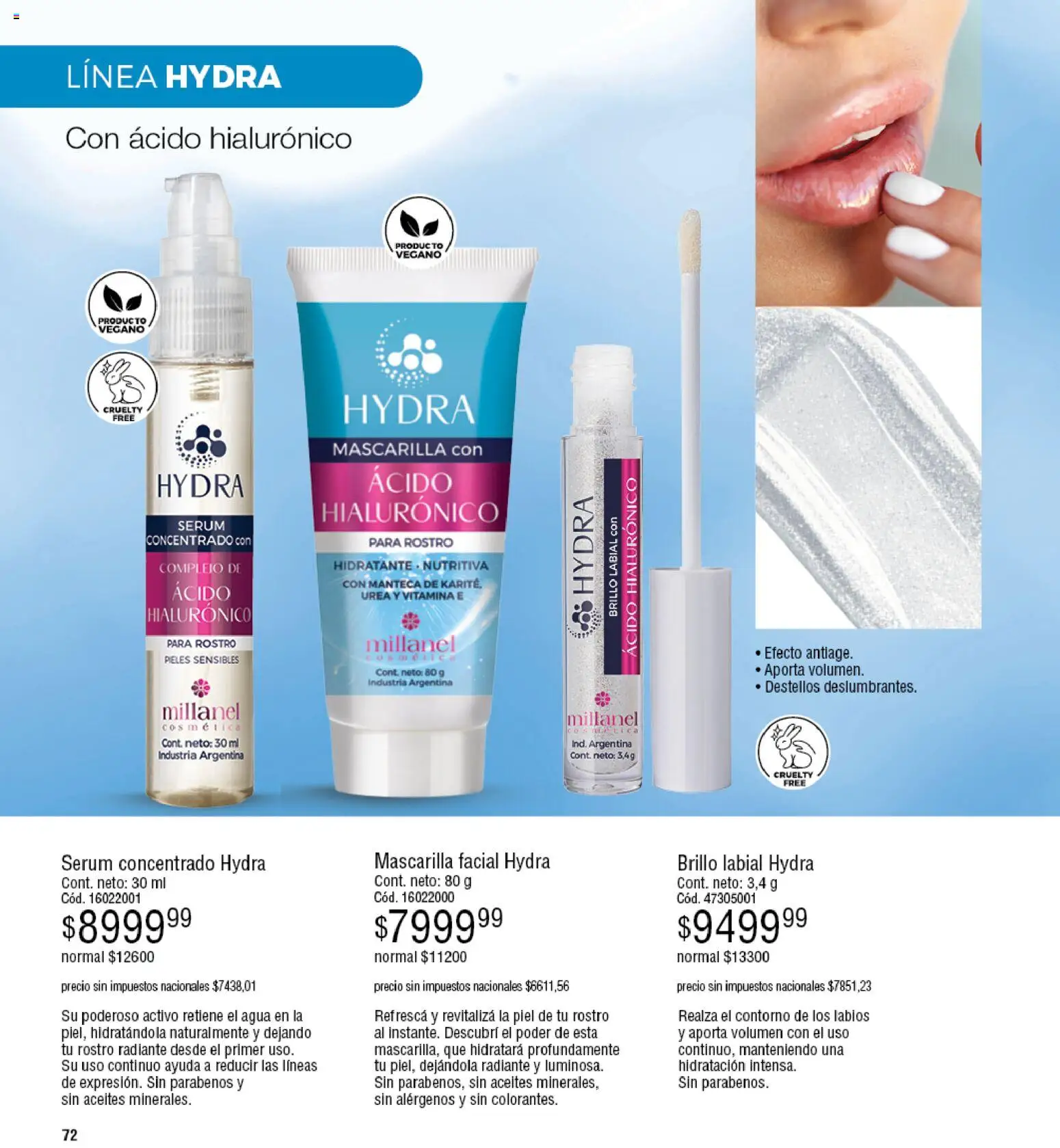 Millanel - Catálogo │ válido desde el 27.04.2026 | Página: 72 | Productos: Mascarilla, Serum, Brillo, Agua
