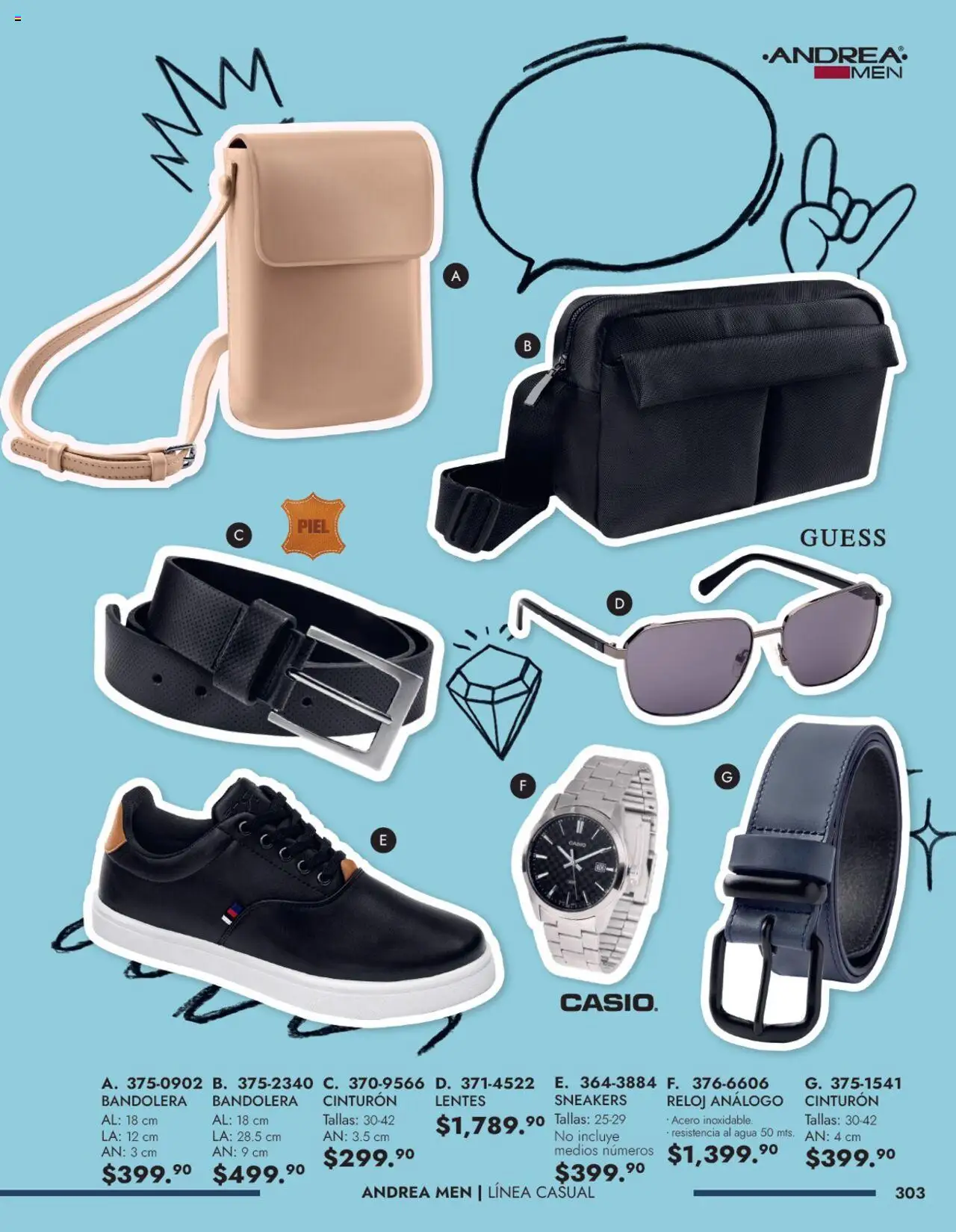 Nuevas ofertas de Andrea válidas en toda la República Mexicana desde el 25.05.2025. ¡Encuentra las mejores ofertas en Andrea catálogo Accesorios Caballero! | Página: 7 | Productos: Lentes, Cinturón, Agua, Reloj