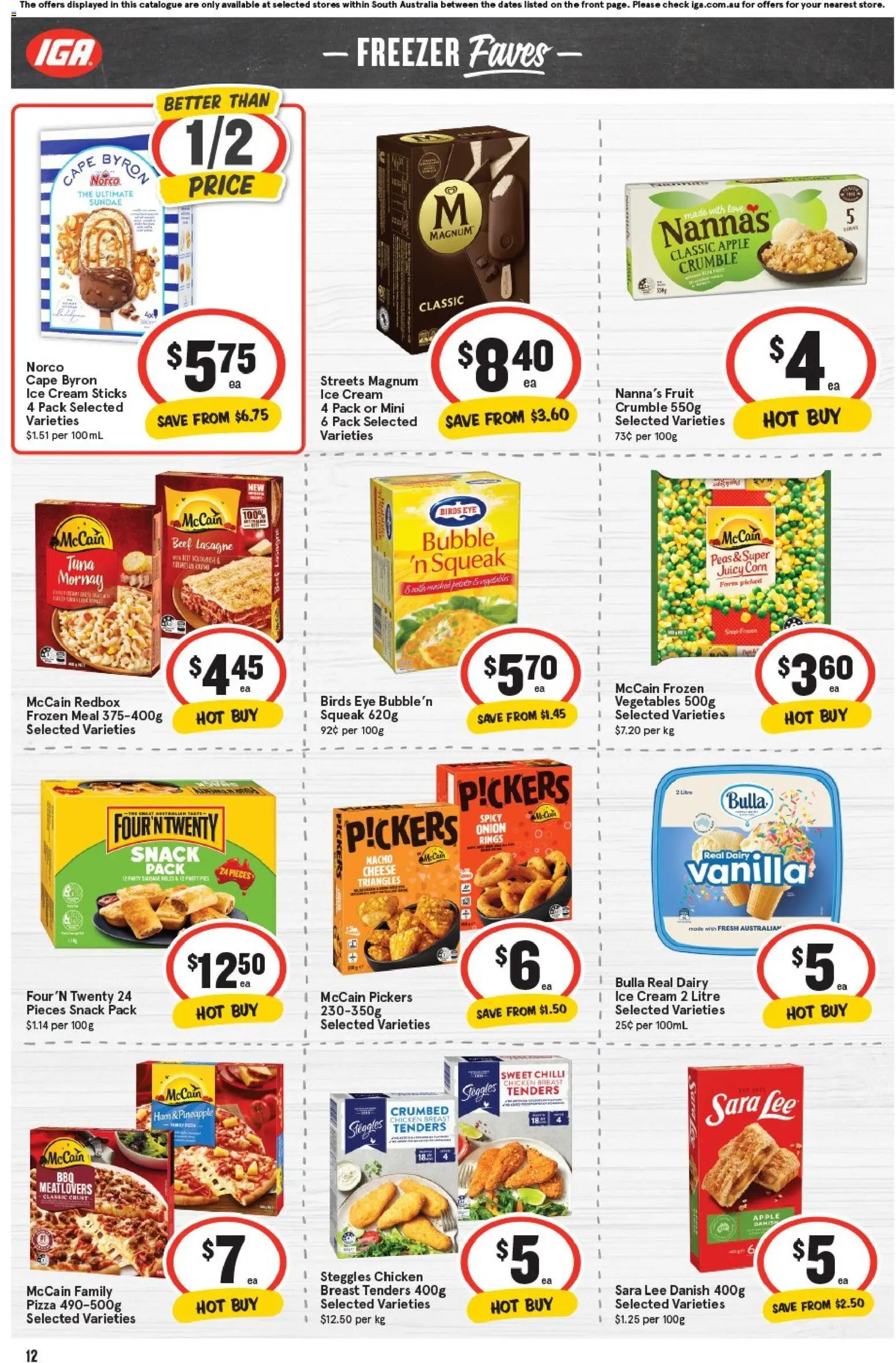 IGA catalogue - valid from 05.11.2025 | Page: 12 | Products: Chicken, Beef, Ice cream, Pies