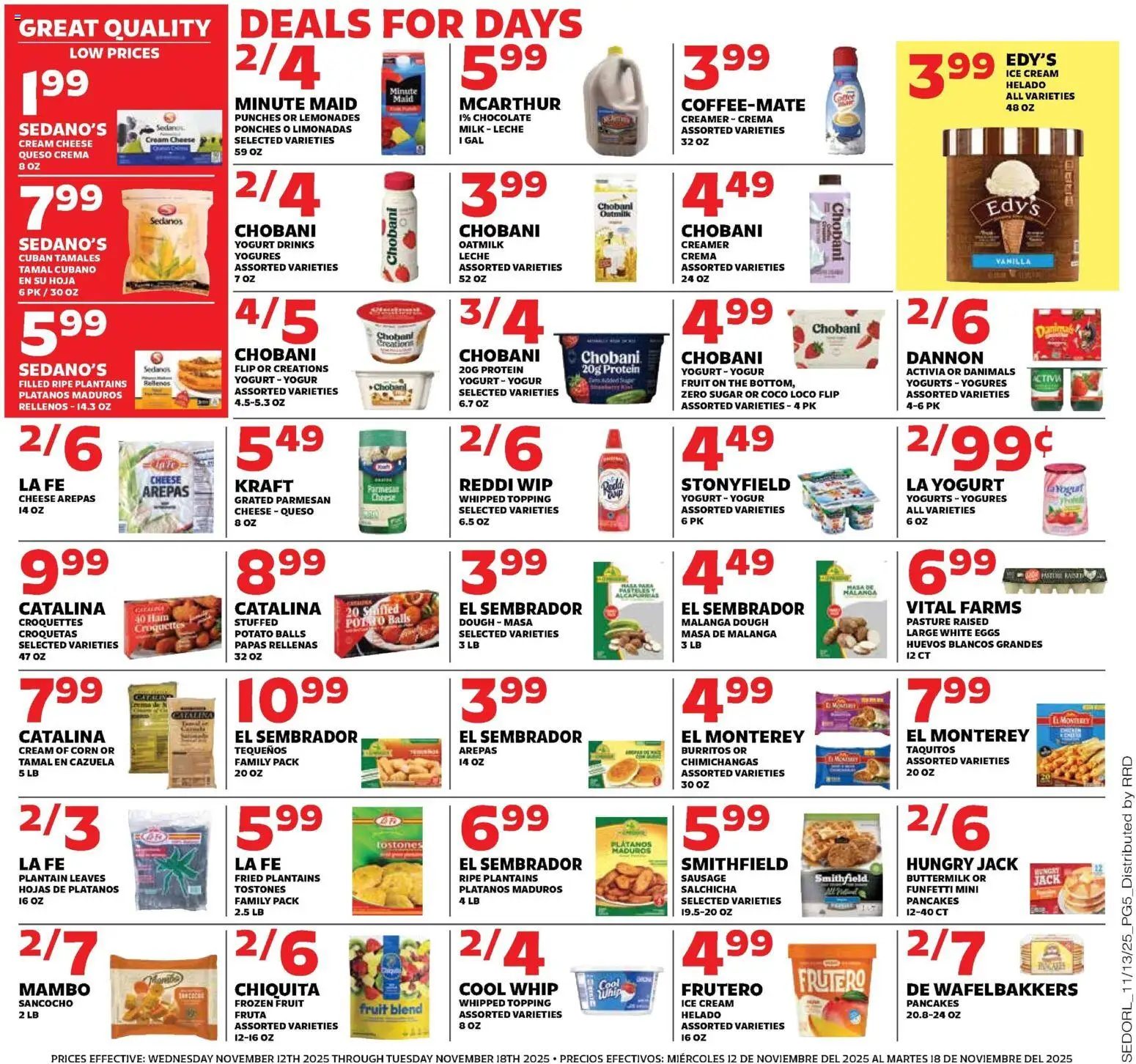 Sedano's Weekly Ad - valid from 12.11.2025 | Page: 5 | Products: Cheese, Eggs, Ice cream, Sugar