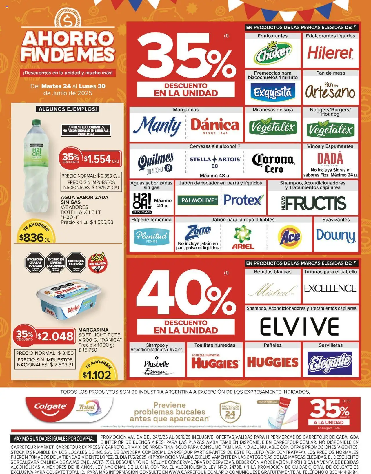 Carrefour ofertas │ válido desde el 24.06.2025 | Página: 7 | Productos: Botella, Mesa, Jabón, Agua saborizada