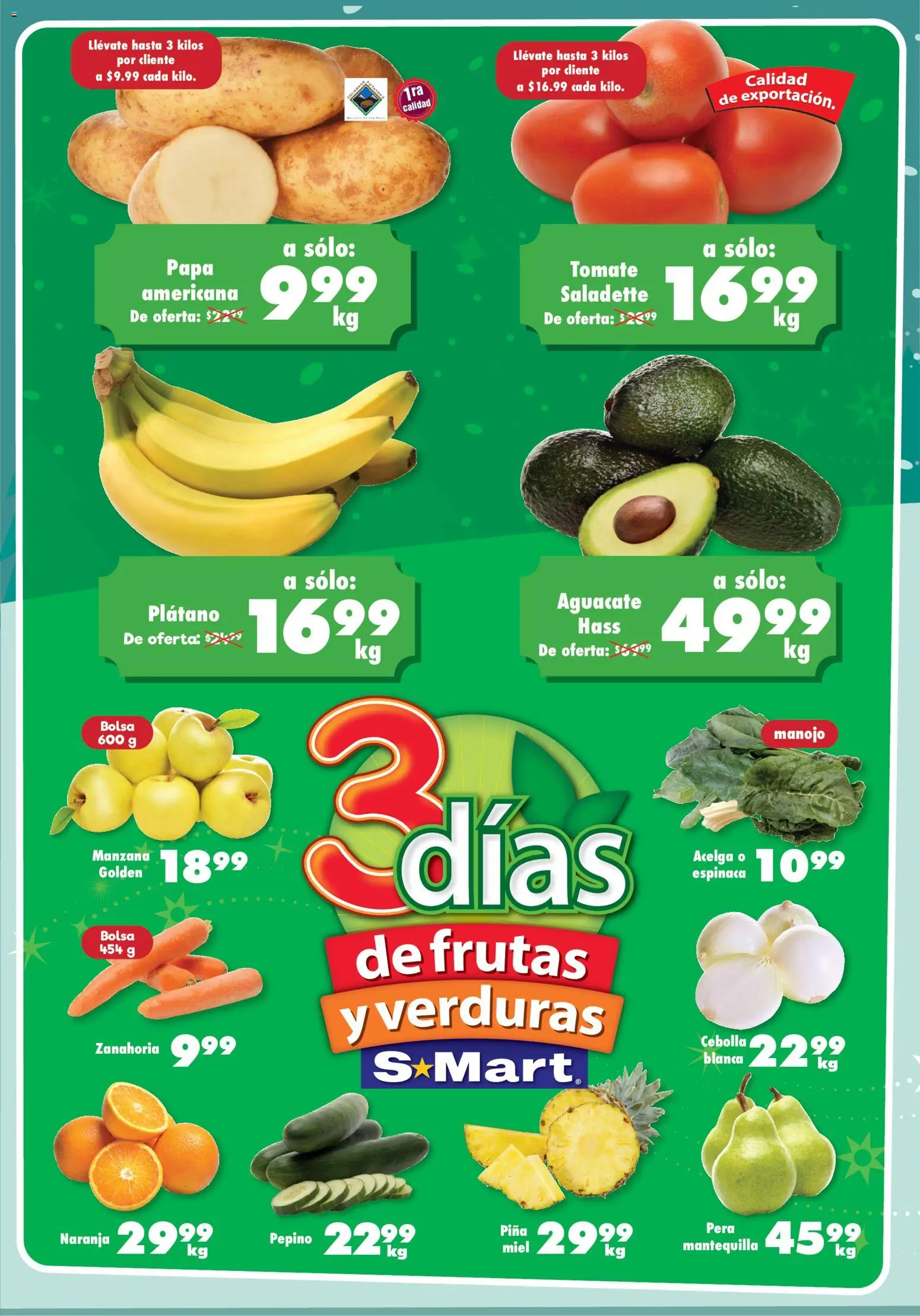 Nuevas ofertas de S-Mart válidas en toda la República Mexicana desde el 11.11.2025. ¡Encuentra las mejores ofertas en S-Mart folleto Juárez! | Página: 1 | Productos: Cebolla, Bolsa, Mantequilla, Piña