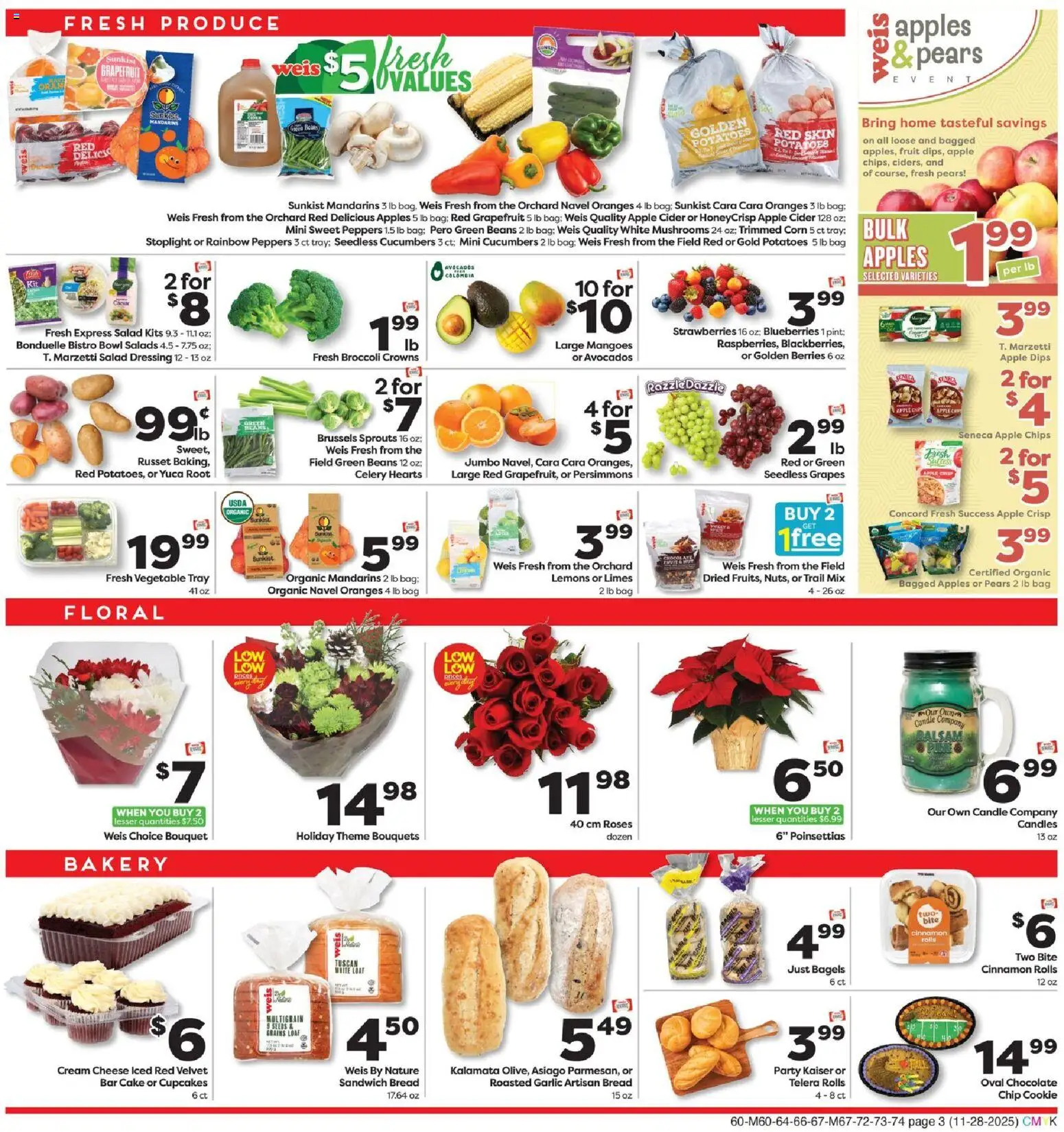 Weis Monthly Ad - WV - valid from 28.11.2025 | Page: 3 | Products: Broccoli, Bread, Chocolate, Cream