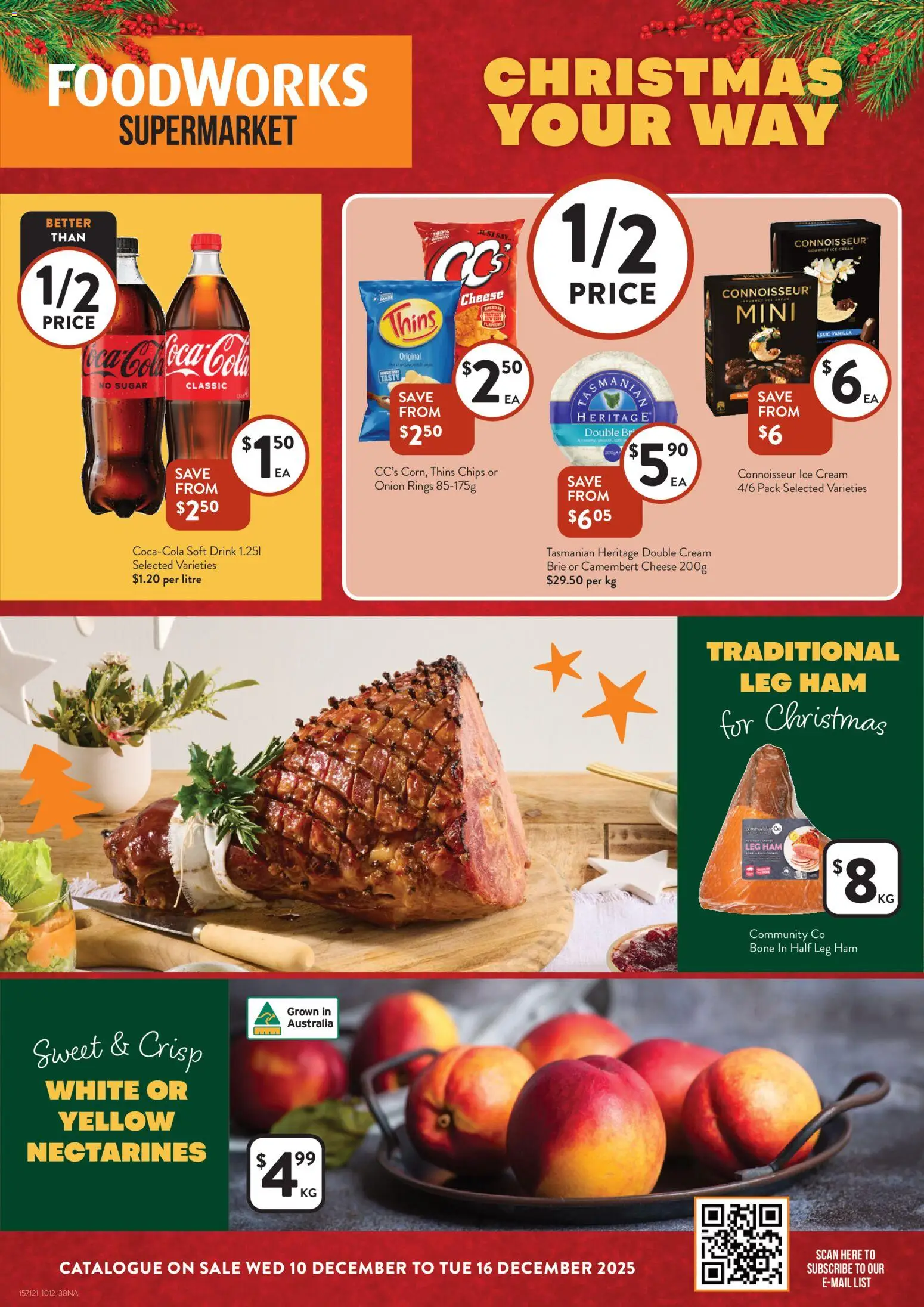 Foodworks catalogue - valid from 10.12.2025 | Page: 1 | Products: Cheese, Ham, Chips, Ice cream