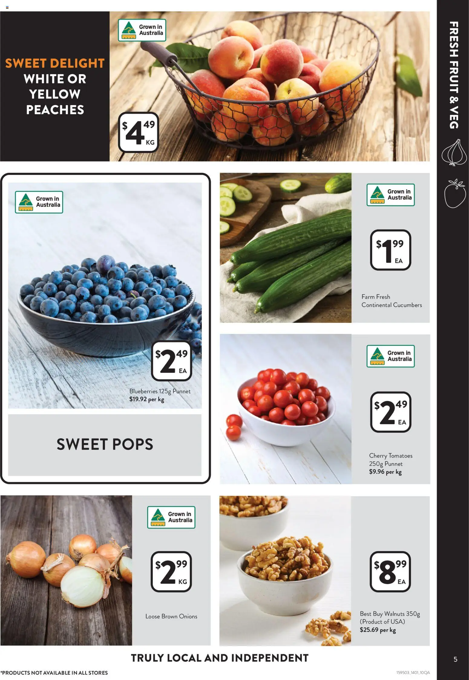 Foodworks catalogue - valid from 14.01.2026 | Page: 5 | Products: Tomatoes, Cucumbers, Onions, Blueberries
