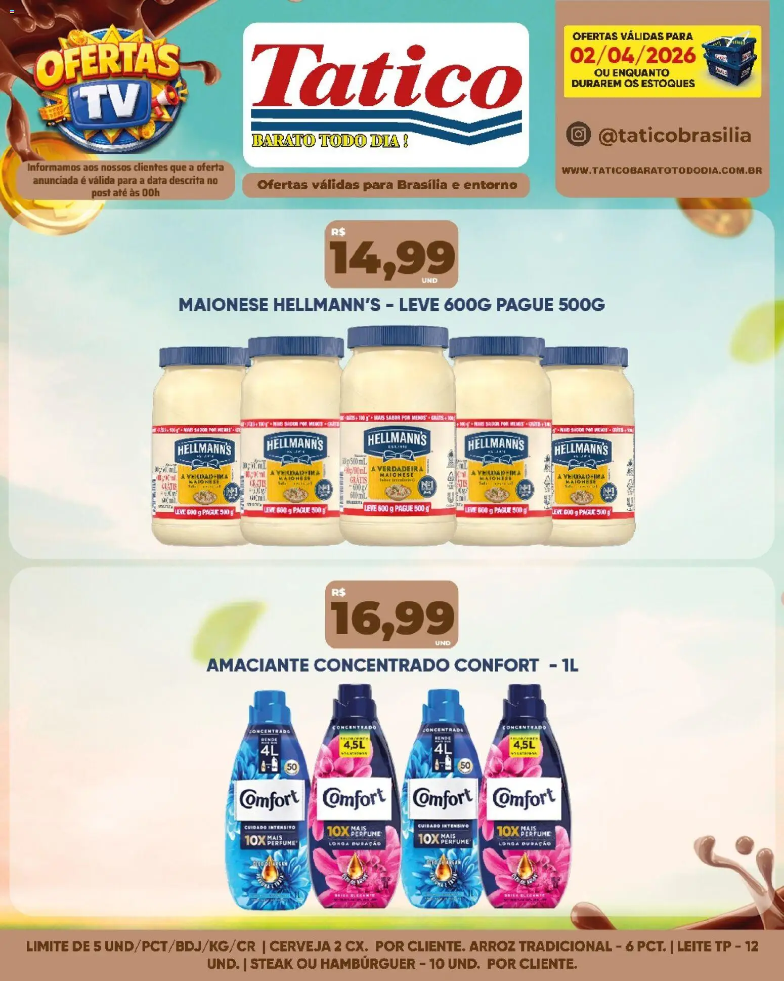 Tatico Folheto - válido de 03.04.2026 | Página: 29 | Produtos: Leite, Arroz, Maionese, Amaciante