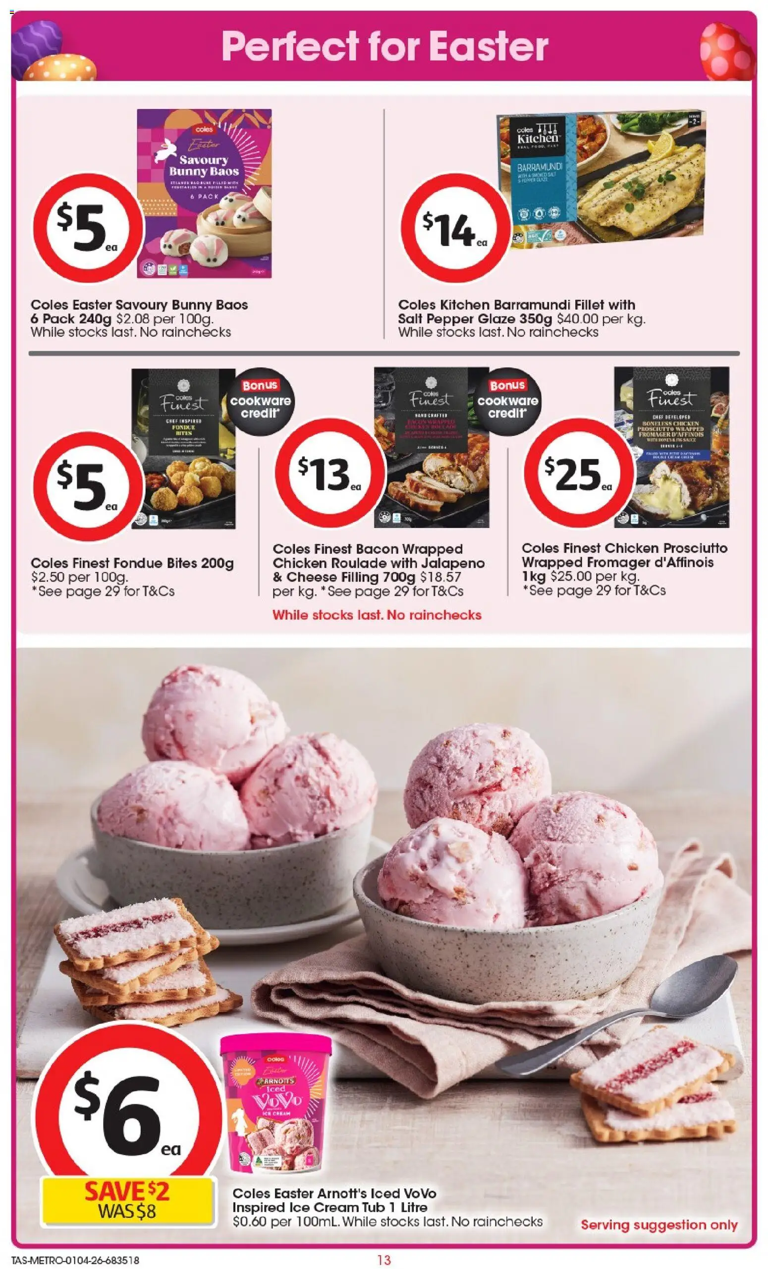 Coles catalogue - valid from 01.04.2026 | Page: 13 | Products: Bacon, Cheese, Chicken, Cookware