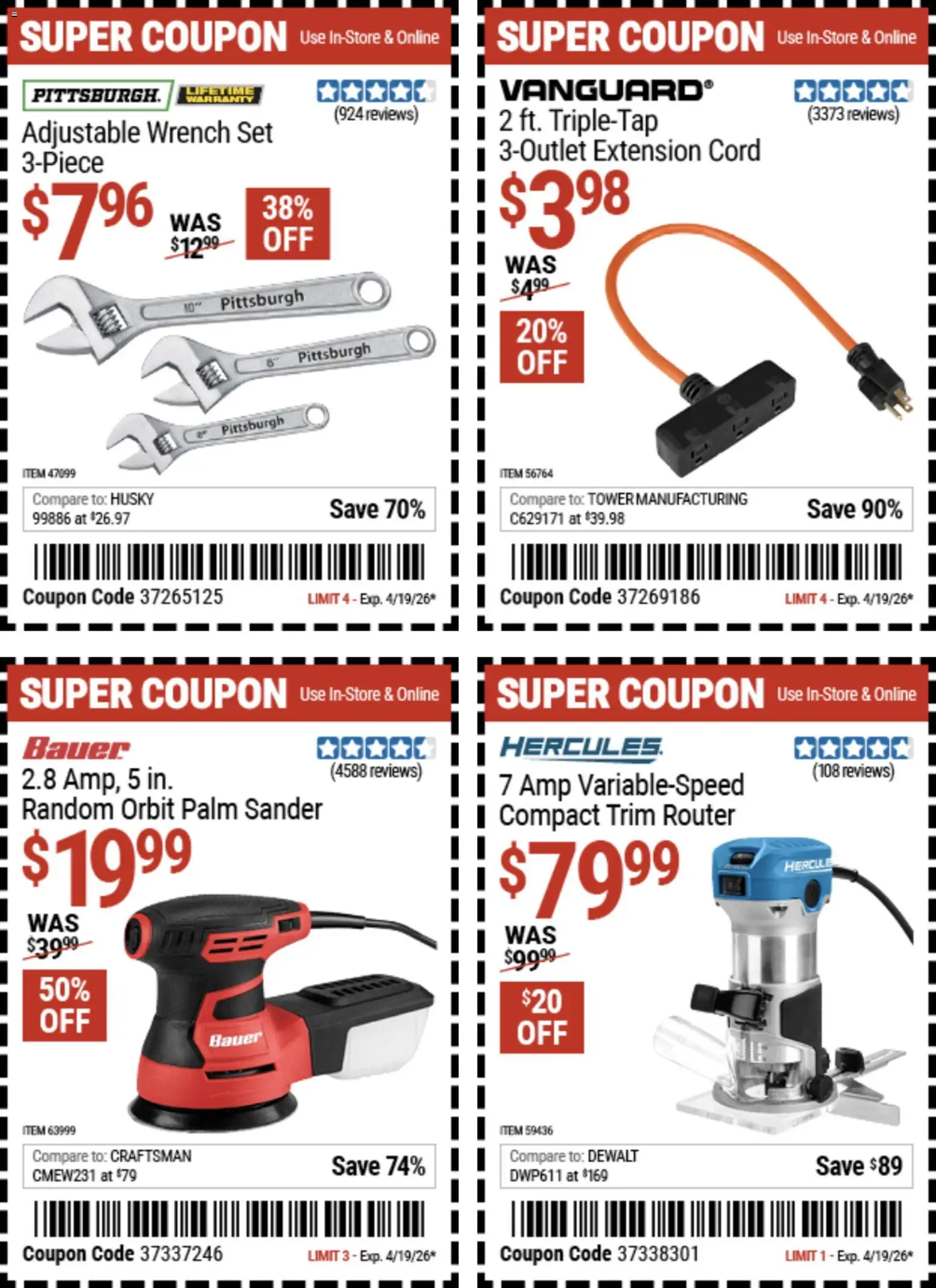Harbor Freight Spring Black Friday - valid from 14.04.2026 | Page: 9 | Products: Sander, Wrench, Trim