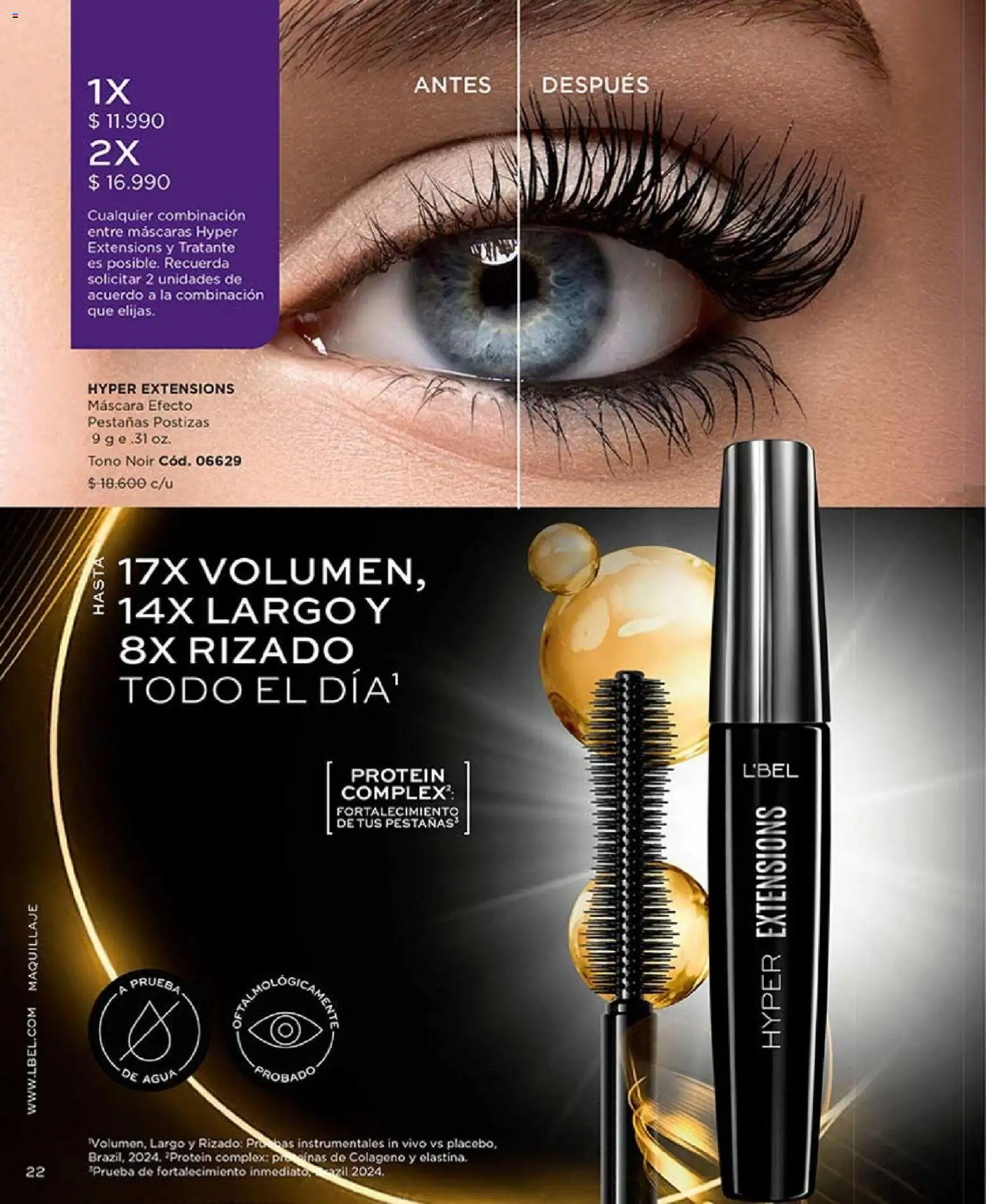 Catálogo L'Bel Campaña2x │ válido desde el 16.01.2026 | Página: 22 | Productos: Agua, Maquillaje, Máscara, Pestañas postizas