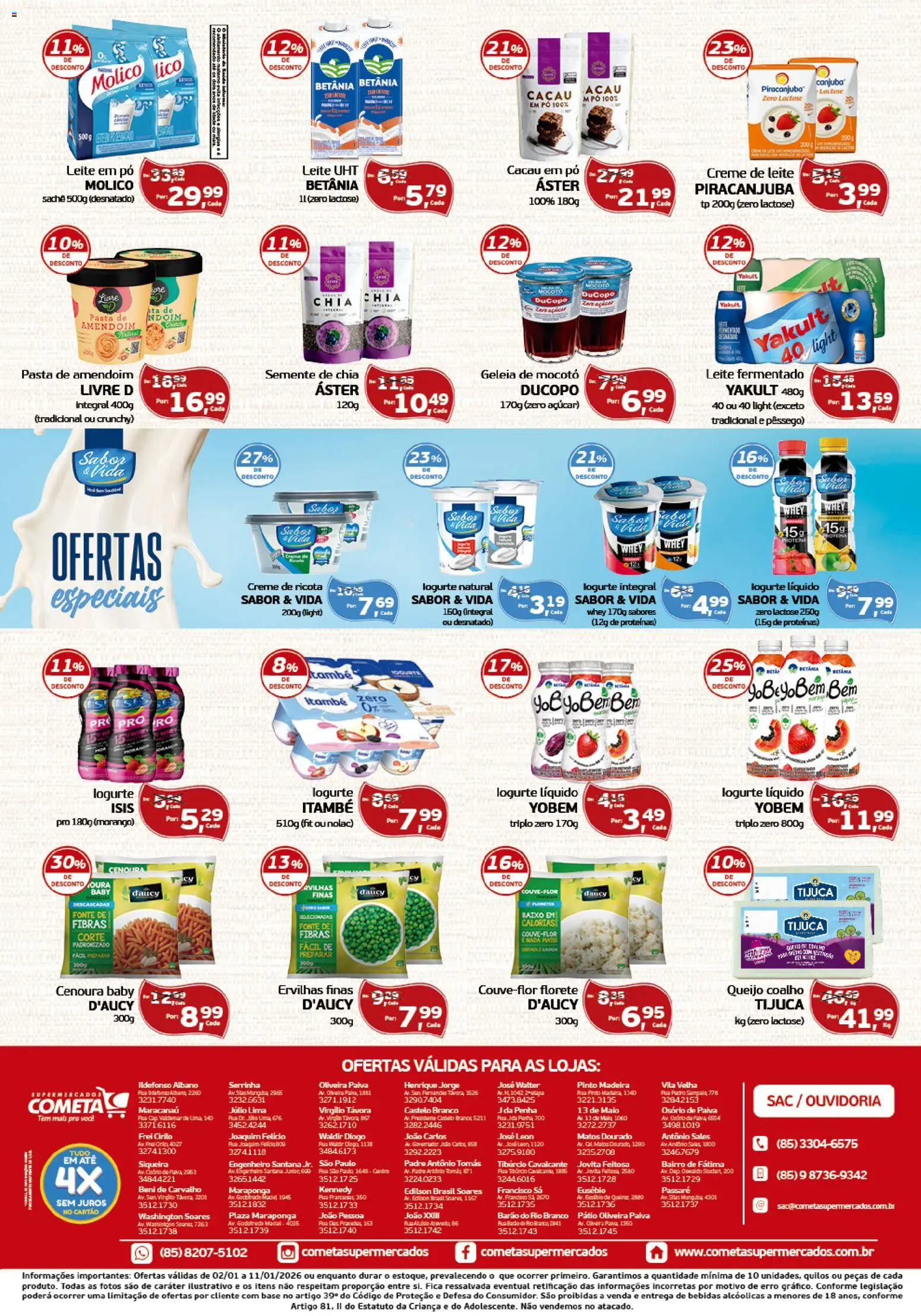 Cometa Supermercados Folheto - válido de 02.01.2026 | Página: 2 | Produtos: Amendoim, Pó, Queijo coalho, Ricota