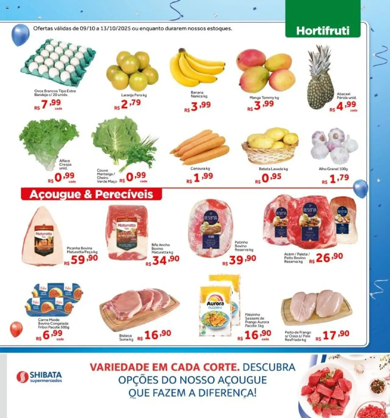 Shibata Folheto - válido de 09.10.2025 | Página: 6 | Produtos: Picanha, Ovos, Frango, Peito de frango